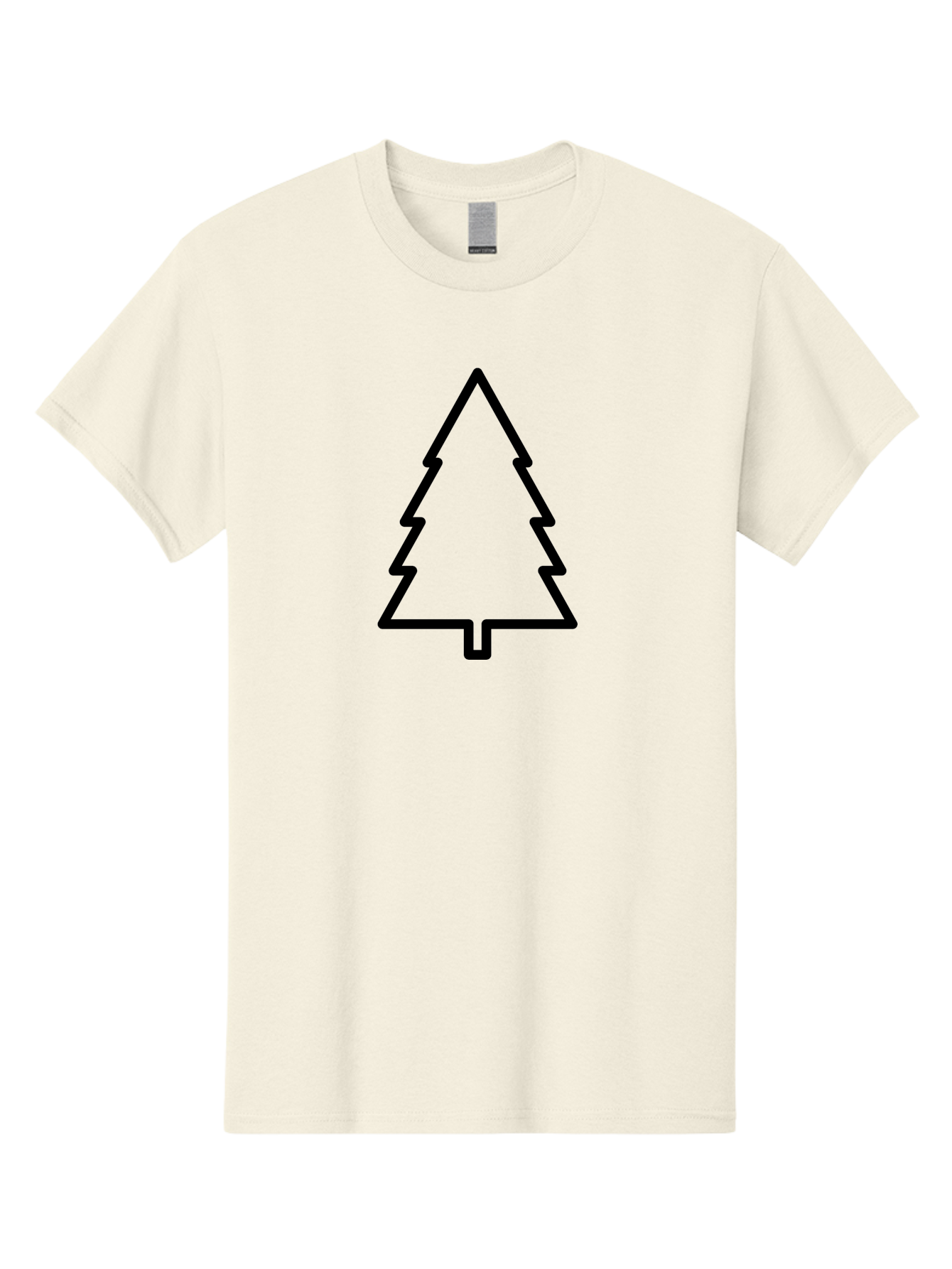 Christmas-Tree-1 Men'S Graphic Tee, 100% Cotton, Comfortable Casual Summer Wear, Machine Washable, Christmas Tree Outline, Minimalist Design, Festive Symbol, Holiday Icon, Simple Illustration, Black Outline - Aaa170