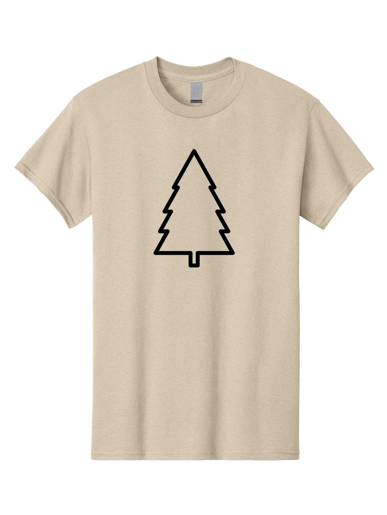 Christmas-Tree-1 Men'S Graphic Tee, 100% Cotton, Comfortable Casual Summer Wear, Machine Washable, Christmas Tree Outline, Minimalist Design, Festive Symbol, Holiday Icon, Simple Illustration, Black Outline - Aaa170