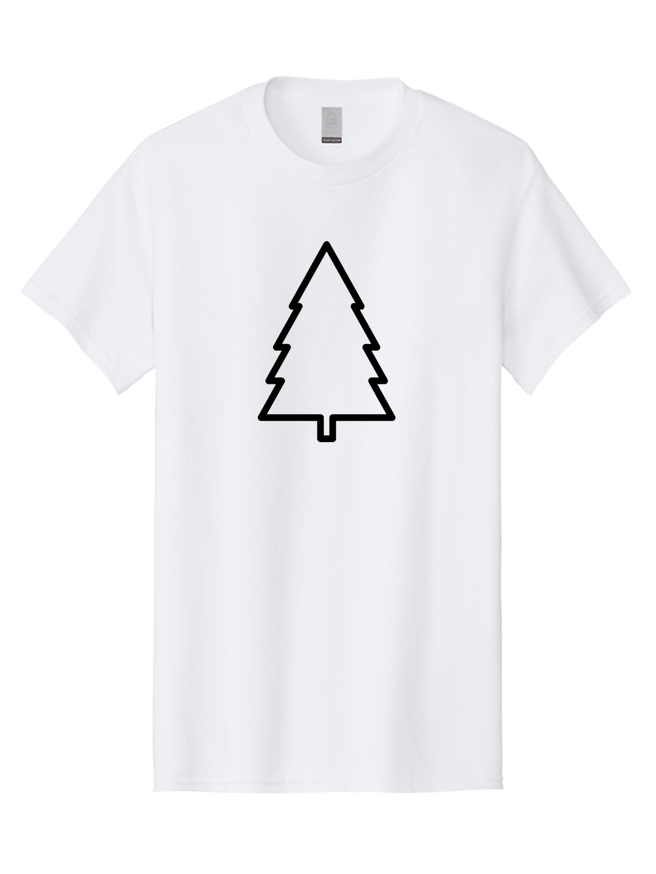 Christmas-Tree-1 Men'S Graphic Tee, 100% Cotton, Comfortable Casual Summer Wear, Machine Washable, Christmas Tree Outline, Minimalist Design, Festive Symbol, Holiday Icon, Simple Illustration, Black Outline - Aaa170