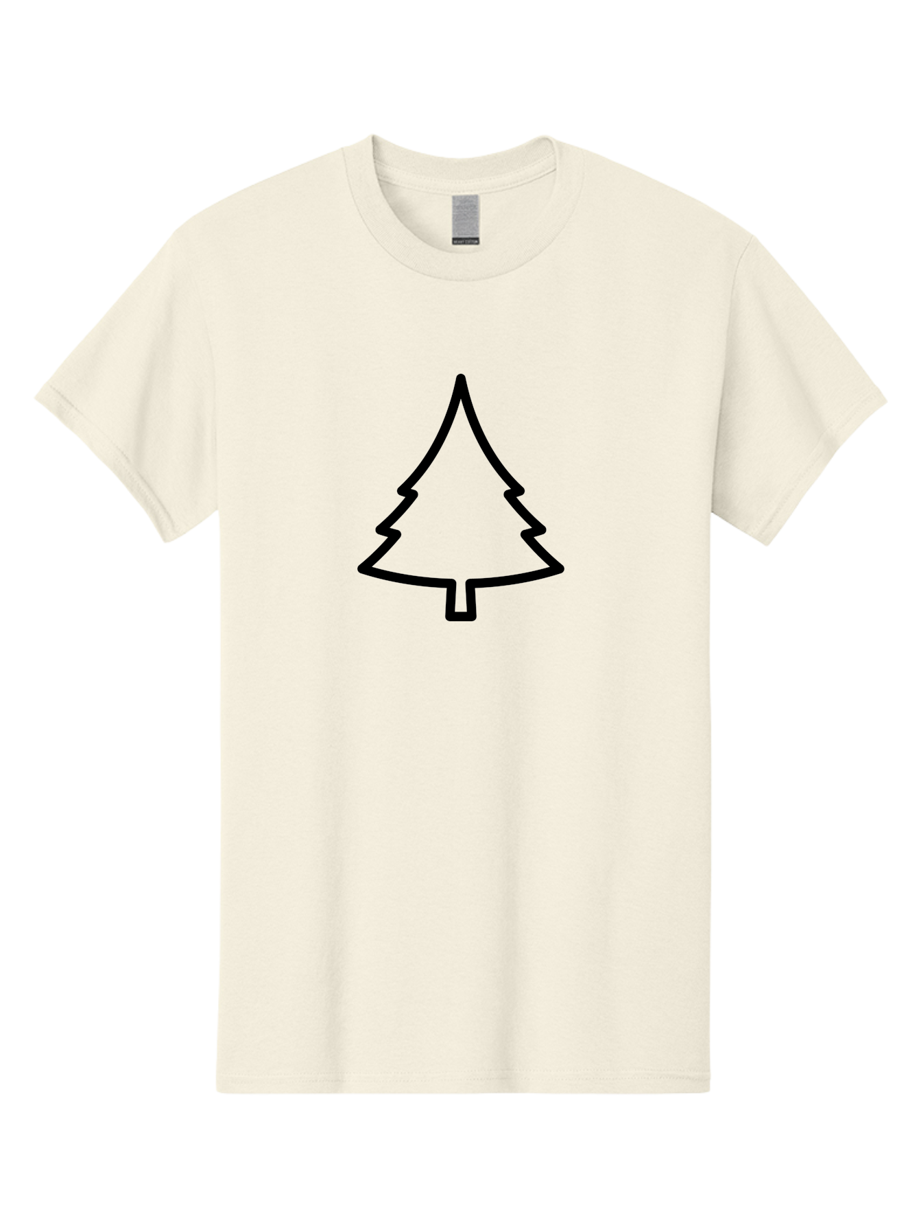 Christmas-Tree-2 Men'S Graphic Tee, 100% Cotton, Comfortable Casual Summer Wear, Machine Washable, Simple Christmas Tree, Minimalist Design, Festive Symbol, Holiday Icon, Black Outline, Evergreen Tree Shape - Aaa171