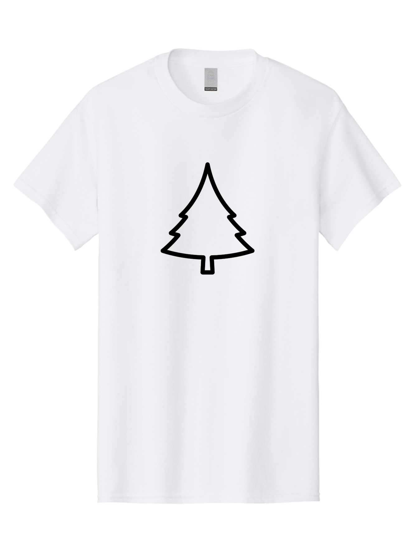 Christmas-Tree-2 Men'S Graphic Tee, 100% Cotton, Comfortable Casual Summer Wear, Machine Washable, Simple Christmas Tree, Minimalist Design, Festive Symbol, Holiday Icon, Black Outline, Evergreen Tree Shape - Aaa171