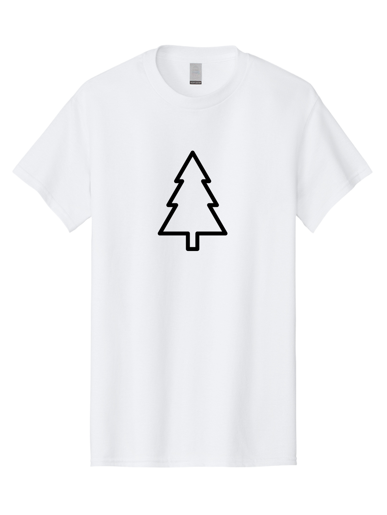 Christmas-Tree-3 Men'S Graphic Tee, 100% Cotton, Comfortable Casual Summer Wear, Machine Washable, Christmas Tree, Holiday Symbol, Festive Icon, Evergreen, Black Outline Tree - Aaa172