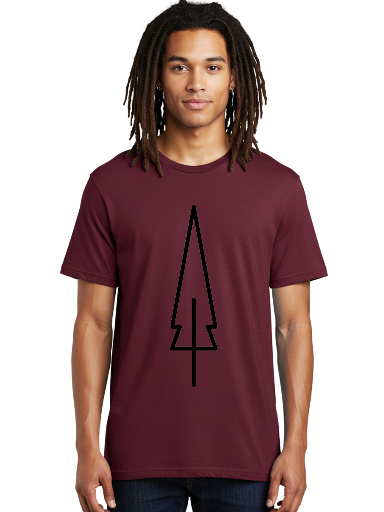 Christmas-Tree-5 Men'S Graphic Tee, 100% Cotton, Comfortable Casual Summer Wear, Machine Washable, Christmas Tree Outline, Festive Symbol, Holiday Icon, Minimalist Design, Black Silhouette, Simple Christmas Graphic, Winter Symbol - Aaa174