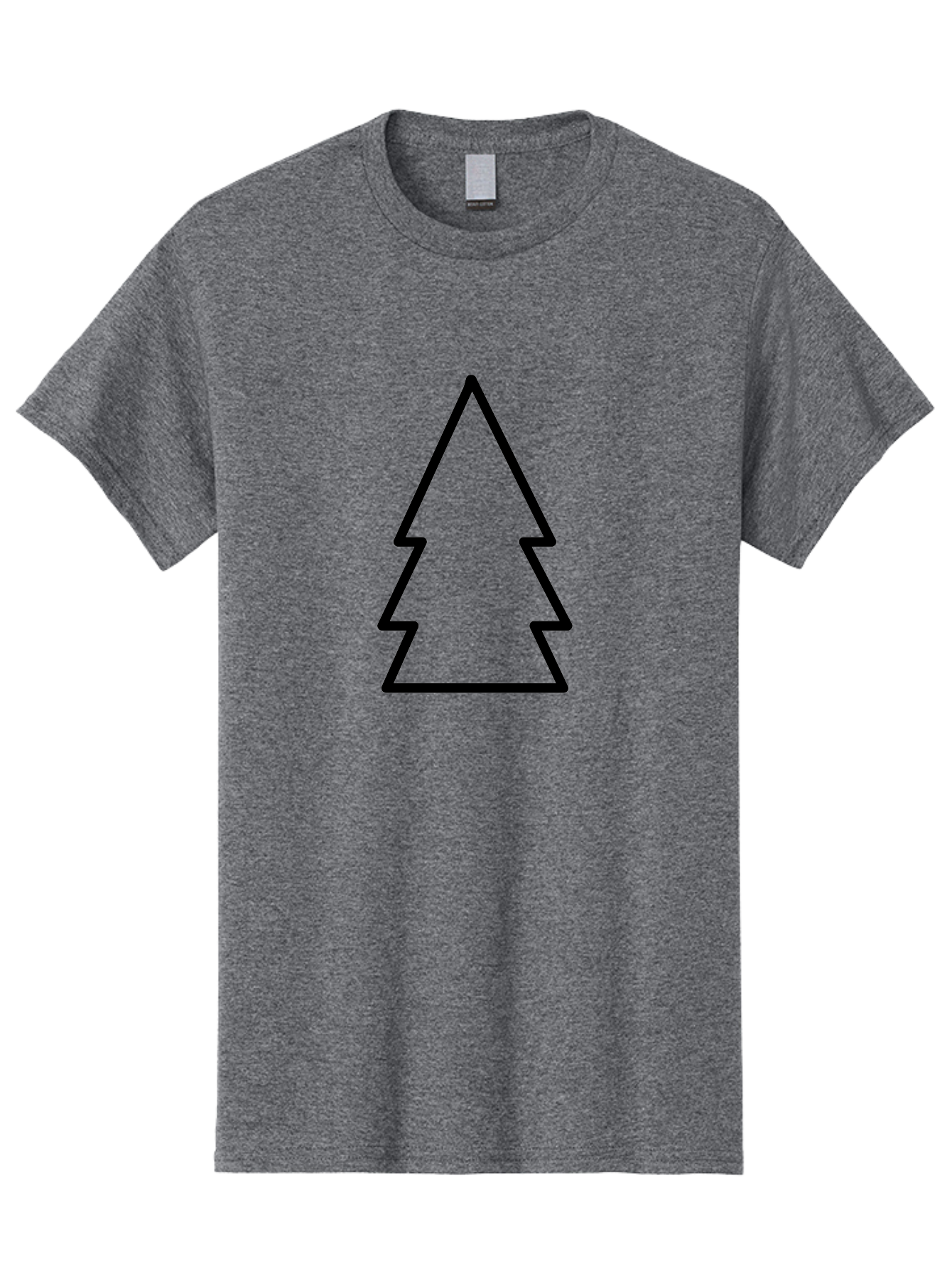 Christmas-Tree Men'S Graphic Tee, 100% Cotton, Comfortable Casual Summer Wear, Machine Washable, Christmas Tree Icon, Simple Design, Black Outline, Festive Symbol, Holiday Decoration, Minimalist Graphic, Seasonal Illustration - Aaa176