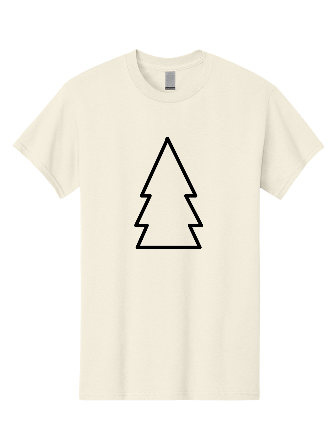Christmas-Tree Men'S Graphic Tee, 100% Cotton, Comfortable Casual Summer Wear, Machine Washable, Christmas Tree Icon, Simple Design, Black Outline, Festive Symbol, Holiday Decoration, Minimalist Graphic, Seasonal Illustration - Aaa176