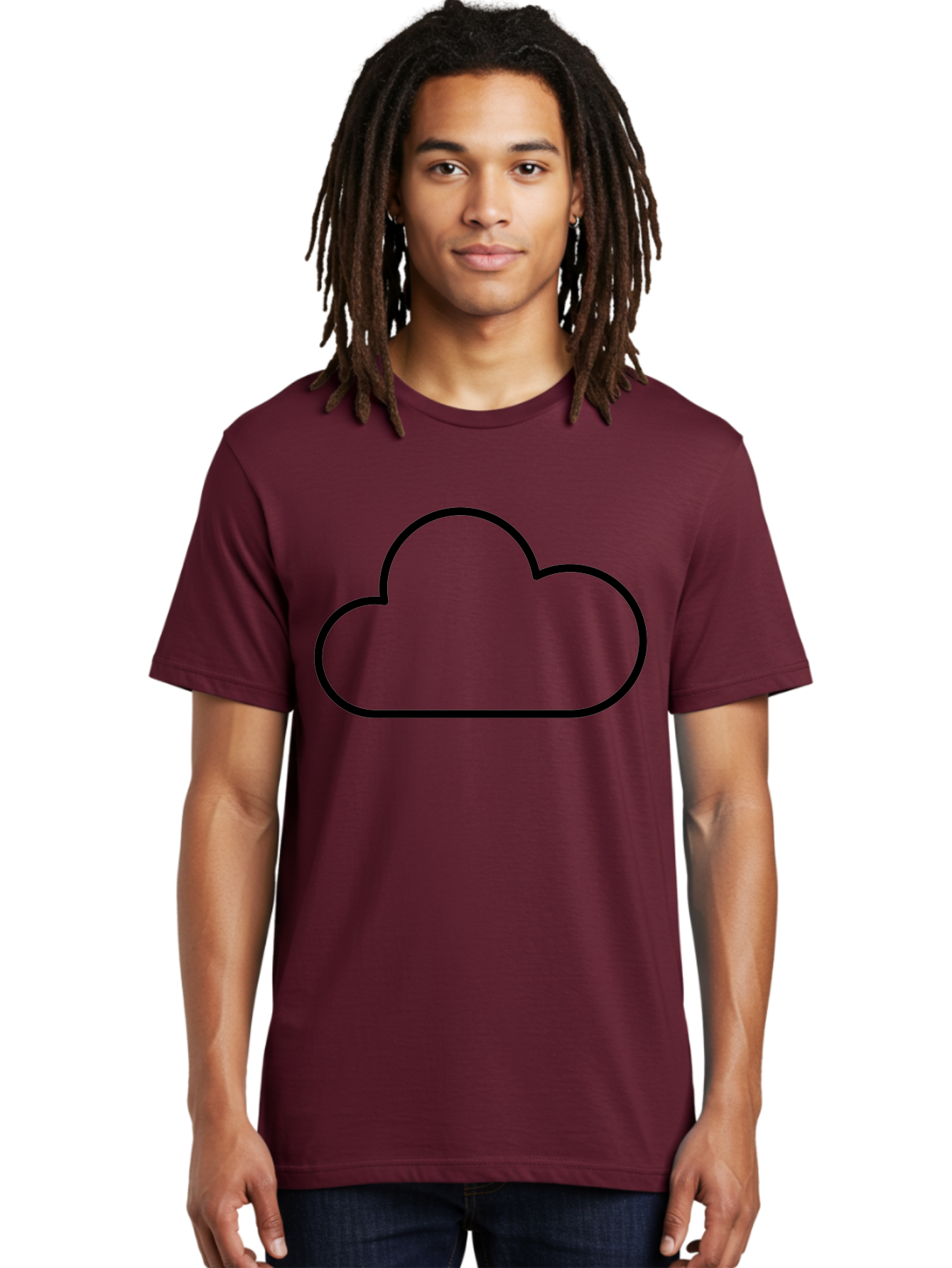 Cloud-2 Men'S Graphic Tee, 100% Cotton, Comfortable Casual Summer Wear, Machine Washable, Simple Cloud Icon, Cloud Computing, Digital Storage, Minimalist Design, Black Outline, Cloud Technology - Aaa178