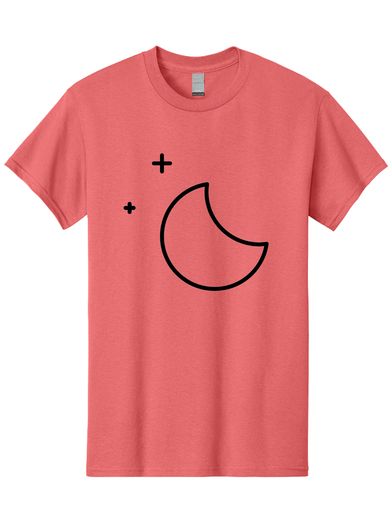 Crescent-Moon-And-Plus-Signs Men'S Graphic Tee, 100% Cotton, Comfortable Casual Summer Wear, Machine Washable, Crescent Moon Shape, Plus Signs, Minimalist Design, Simple Graphics, Lunar Symbol, Celestial Body, Moon Phase, Astrology, - Aaa180