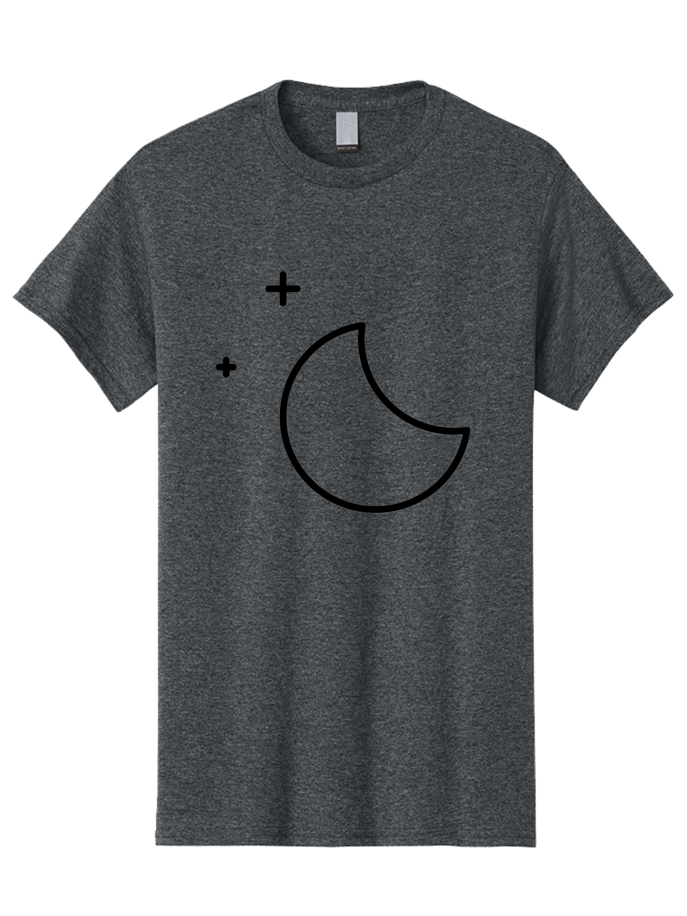 Crescent-Moon-And-Plus-Signs Men'S Graphic Tee, 100% Cotton, Comfortable Casual Summer Wear, Machine Washable, Crescent Moon Shape, Plus Signs, Minimalist Design, Simple Graphics, Lunar Symbol, Celestial Body, Moon Phase, Astrology, - Aaa180