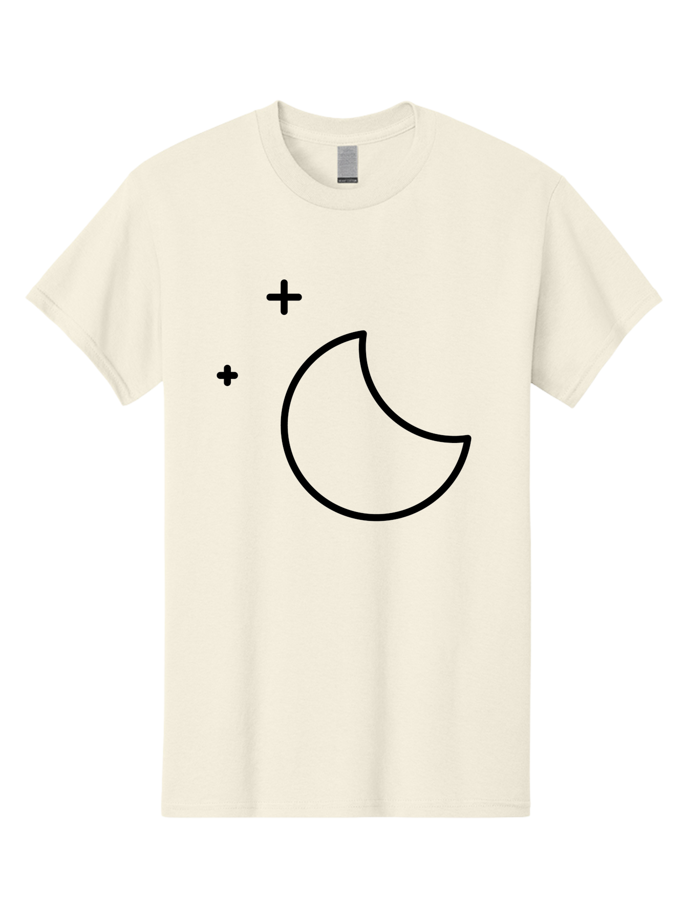 Crescent-Moon-And-Plus-Signs Men'S Graphic Tee, 100% Cotton, Comfortable Casual Summer Wear, Machine Washable, Crescent Moon Shape, Plus Signs, Minimalist Design, Simple Graphics, Lunar Symbol, Celestial Body, Moon Phase, Astrology, - Aaa180