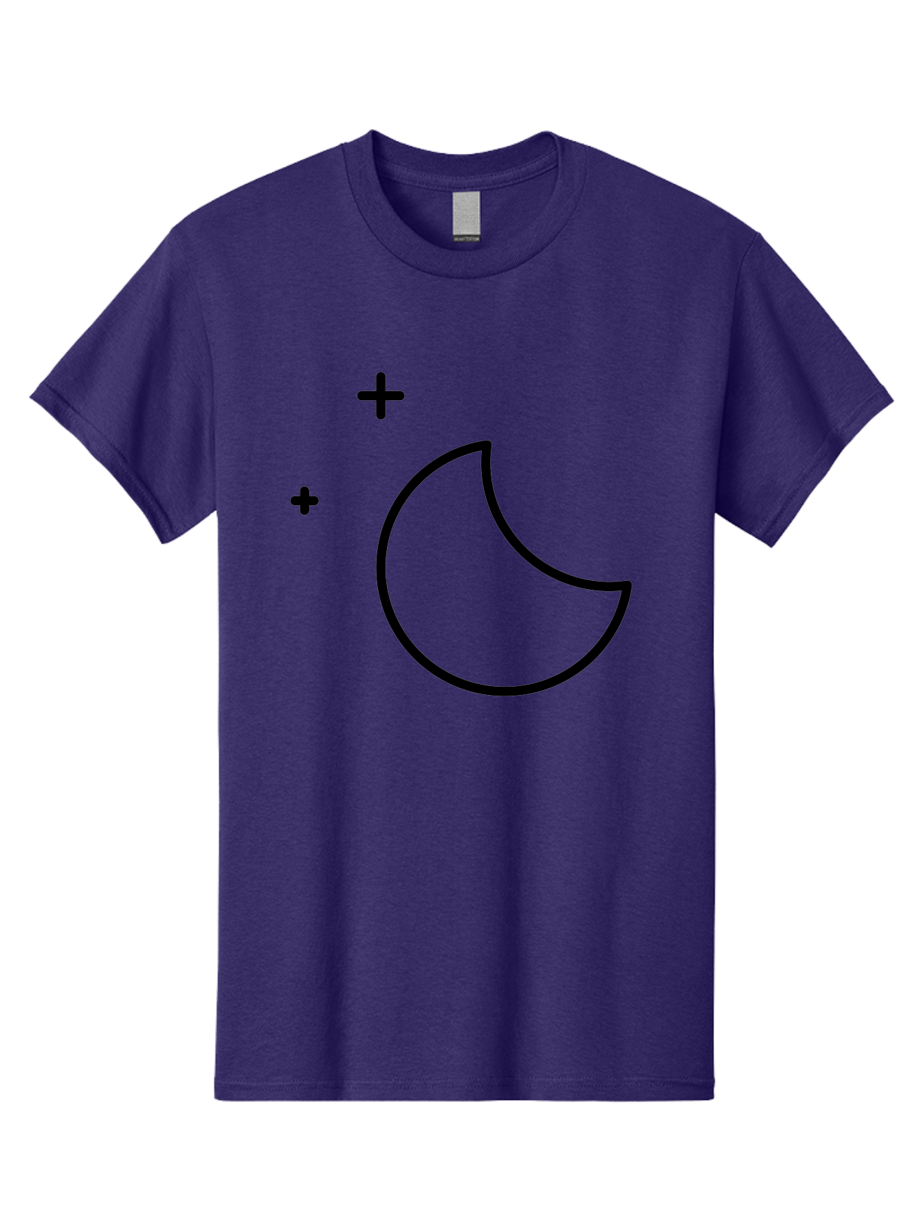 Crescent-Moon-And-Plus-Signs Men'S Graphic Tee, 100% Cotton, Comfortable Casual Summer Wear, Machine Washable, Crescent Moon Shape, Plus Signs, Minimalist Design, Simple Graphics, Lunar Symbol, Celestial Body, Moon Phase, Astrology, - Aaa180