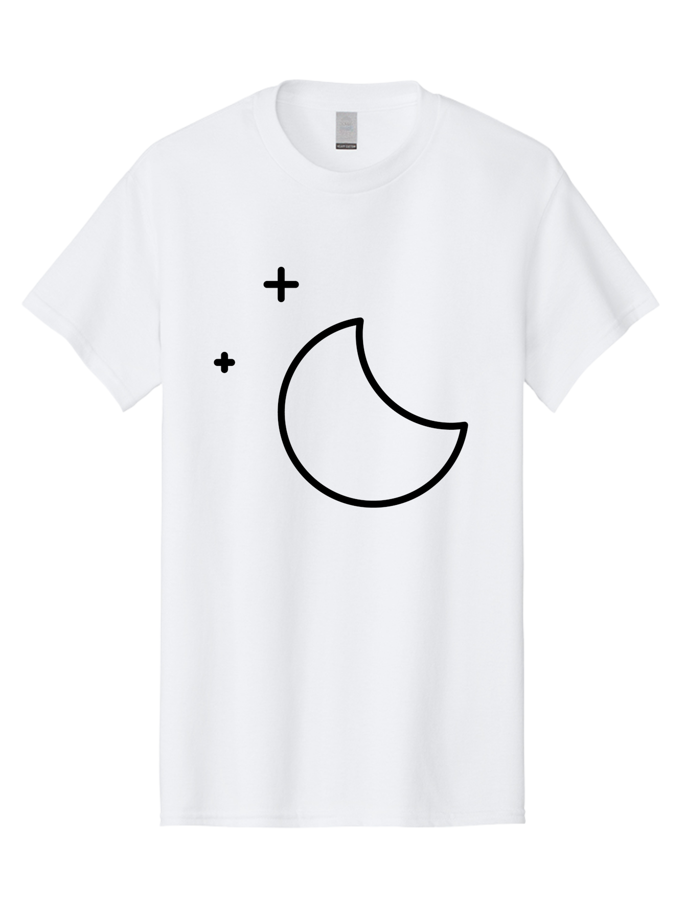 Crescent-Moon-And-Plus-Signs Men'S Graphic Tee, 100% Cotton, Comfortable Casual Summer Wear, Machine Washable, Crescent Moon Shape, Plus Signs, Minimalist Design, Simple Graphics, Lunar Symbol, Celestial Body, Moon Phase, Astrology, - Aaa180