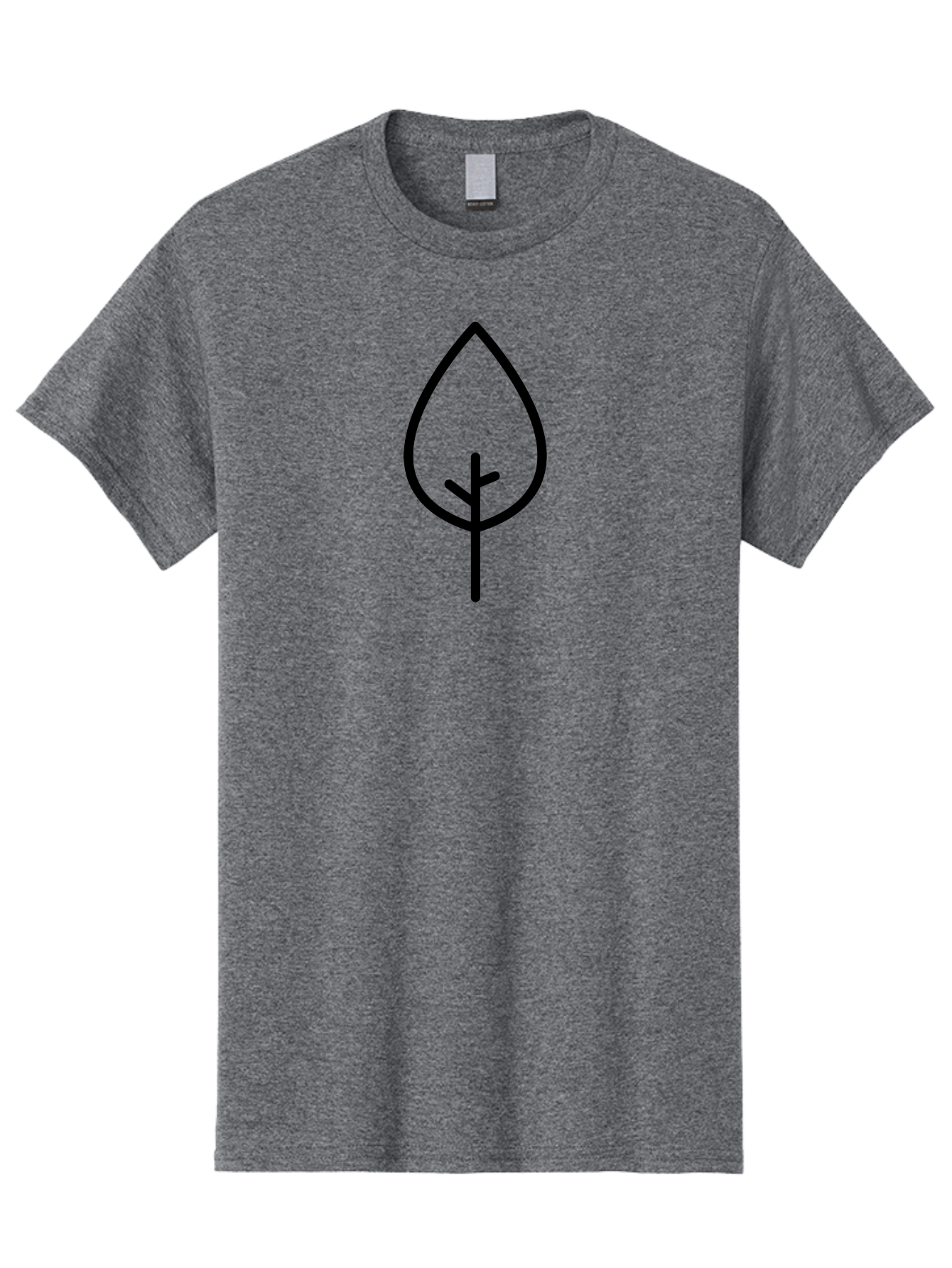 Leaf Men'S Graphic Tee, 100% Cotton, Comfortable Casual Summer Wear, Machine Washable, Simple Leaf Icon, Minimalist Design, Nature Symbol, Eco-Friendly Logo, Black Outline, Leaf Shape - Aaa189