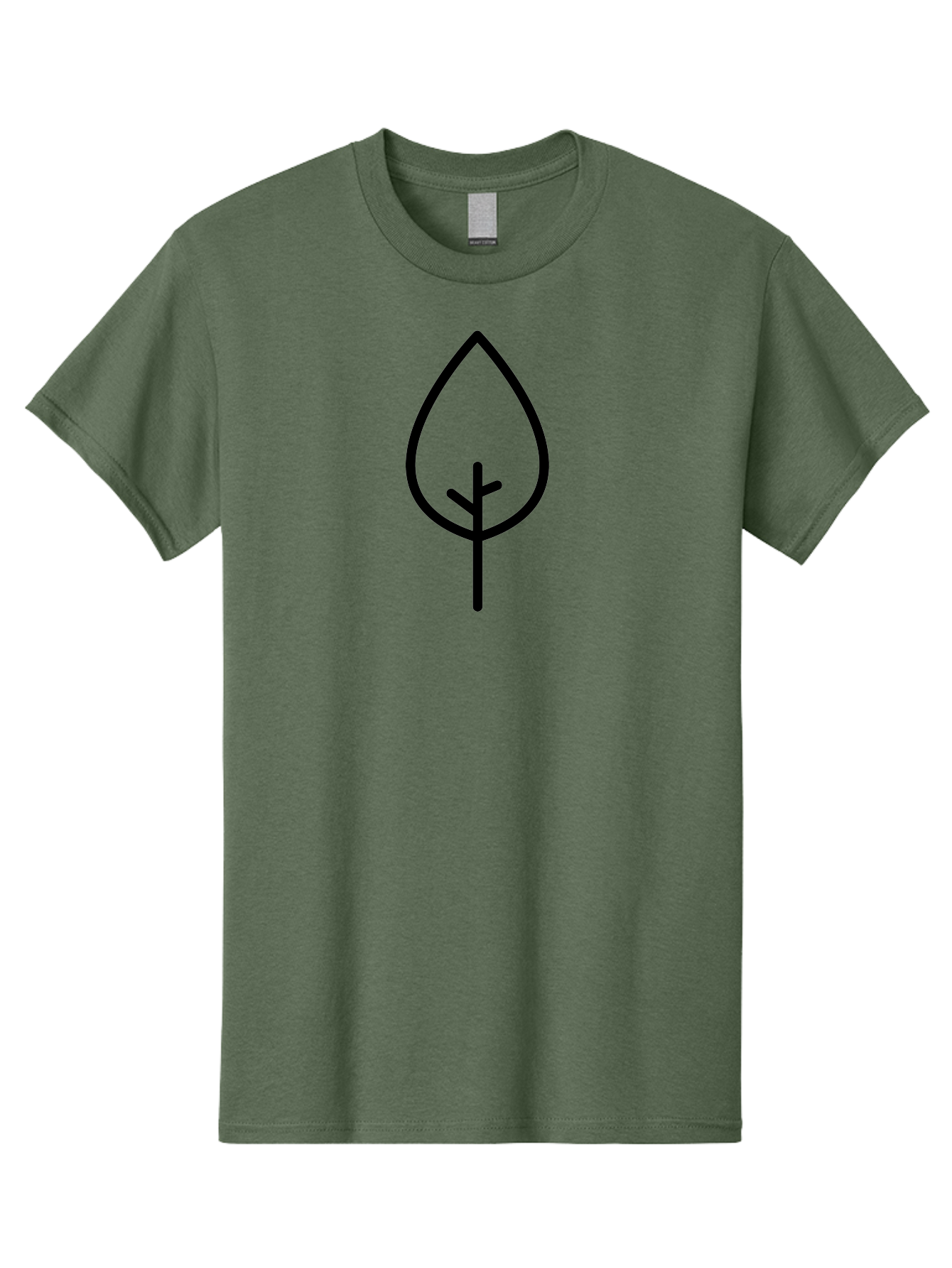 Leaf Men'S Graphic Tee, 100% Cotton, Comfortable Casual Summer Wear, Machine Washable, Simple Leaf Icon, Minimalist Design, Nature Symbol, Eco-Friendly Logo, Black Outline, Leaf Shape - Aaa189