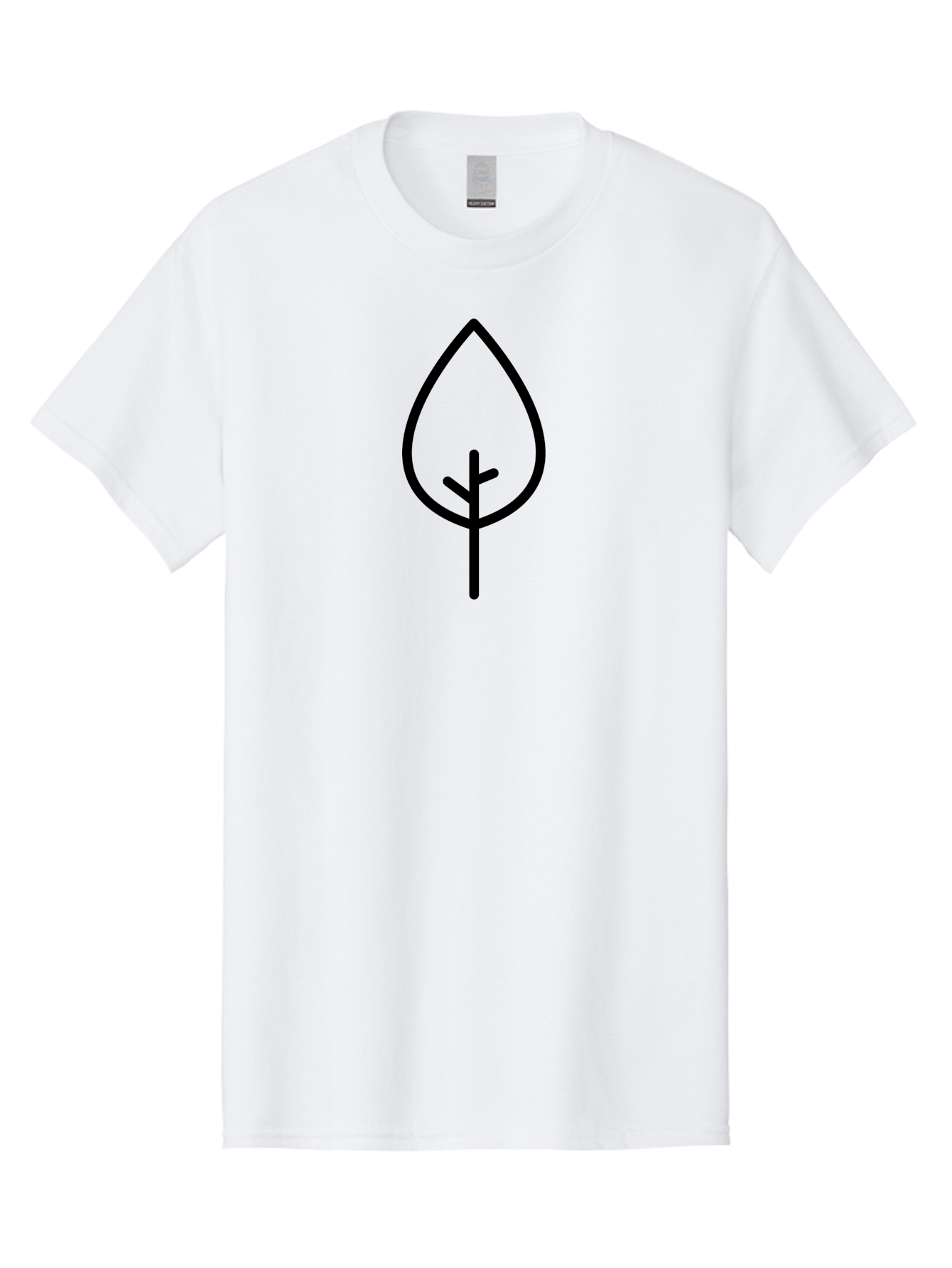 Leaf Men'S Graphic Tee, 100% Cotton, Comfortable Casual Summer Wear, Machine Washable, Simple Leaf Icon, Minimalist Design, Nature Symbol, Eco-Friendly Logo, Black Outline, Leaf Shape - Aaa189