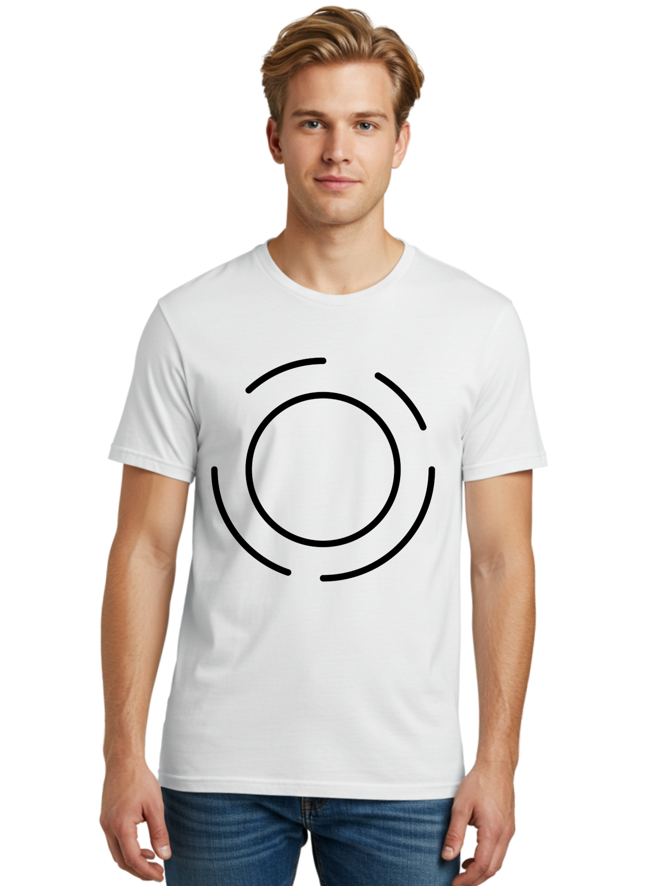 Loading-Symbol Men'S Graphic Tee, 100% Cotton, Comfortable Casual Summer Wear, Machine Washable, Loading Animation, Circular Motion, Progress Indicator, Black Lines, Abstract Shape, Dynamic Icon - Aaa191