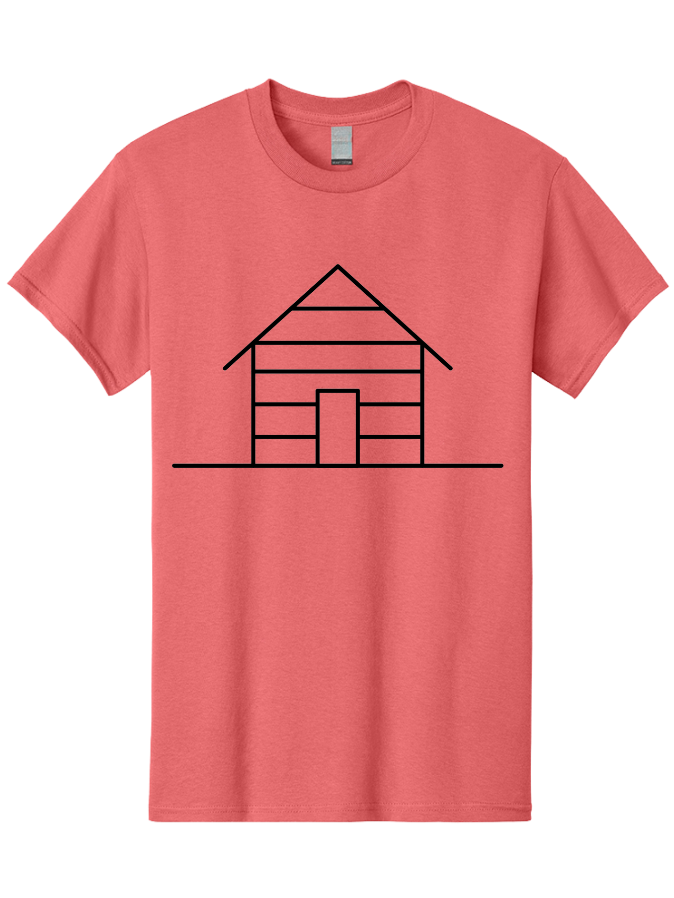 Log-Cabin Men'S Graphic Tee, 100% Cotton, Comfortable Casual Summer Wear, Machine Washable, Log Cabin, Simple House, Wooden House, Cabin Illustration, Minimalist Design, Simple Architecture, Rural Home, Cozy Retreat, Black Lines - Aaa192