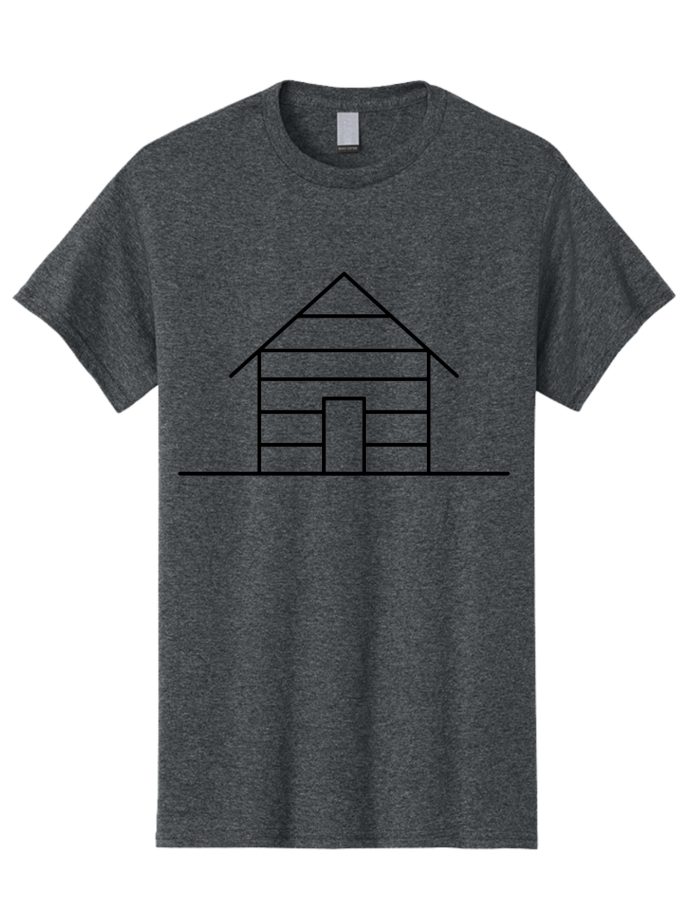 Log-Cabin Men'S Graphic Tee, 100% Cotton, Comfortable Casual Summer Wear, Machine Washable, Log Cabin, Simple House, Wooden House, Cabin Illustration, Minimalist Design, Simple Architecture, Rural Home, Cozy Retreat, Black Lines - Aaa192