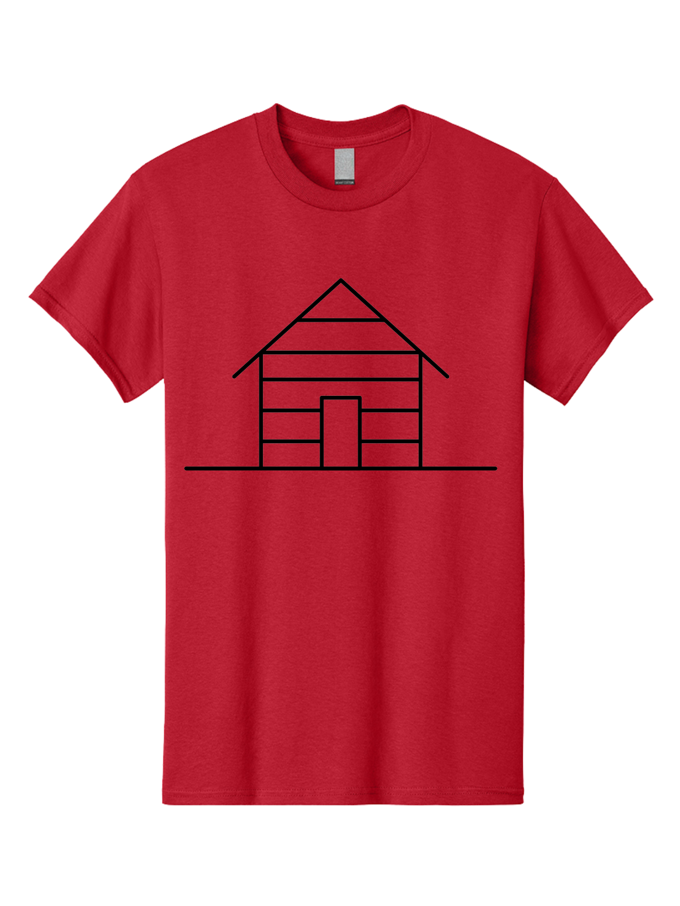 Log-Cabin Men'S Graphic Tee, 100% Cotton, Comfortable Casual Summer Wear, Machine Washable, Log Cabin, Simple House, Wooden House, Cabin Illustration, Minimalist Design, Simple Architecture, Rural Home, Cozy Retreat, Black Lines - Aaa192