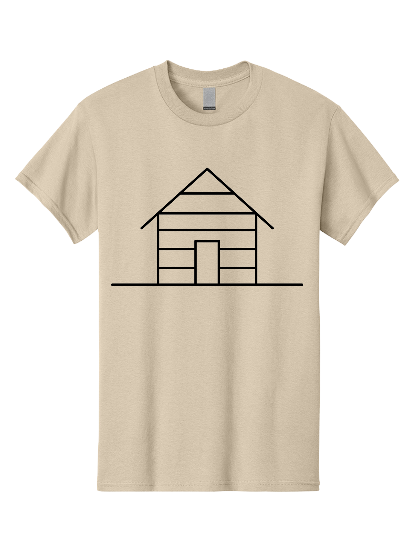 Log-Cabin Men'S Graphic Tee, 100% Cotton, Comfortable Casual Summer Wear, Machine Washable, Log Cabin, Simple House, Wooden House, Cabin Illustration, Minimalist Design, Simple Architecture, Rural Home, Cozy Retreat, Black Lines - Aaa192