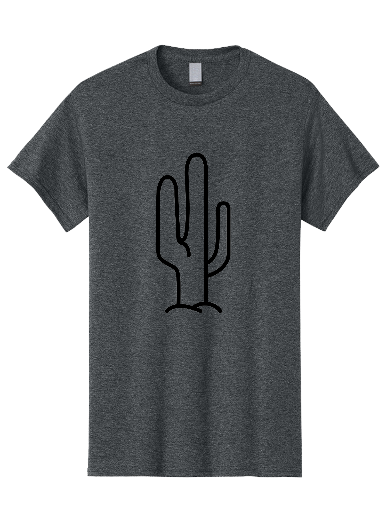 Middle-Finger-Cactus Men'S Graphic Tee, 100% Cotton, Comfortable Casual Summer Wear, Machine Washable, Simple Cactus Drawing, Minimalist Design, Black Outline, Desert Flora, Succulent Plant, Prickly Pear, Cartoon Style, Modern Art - Aaa194