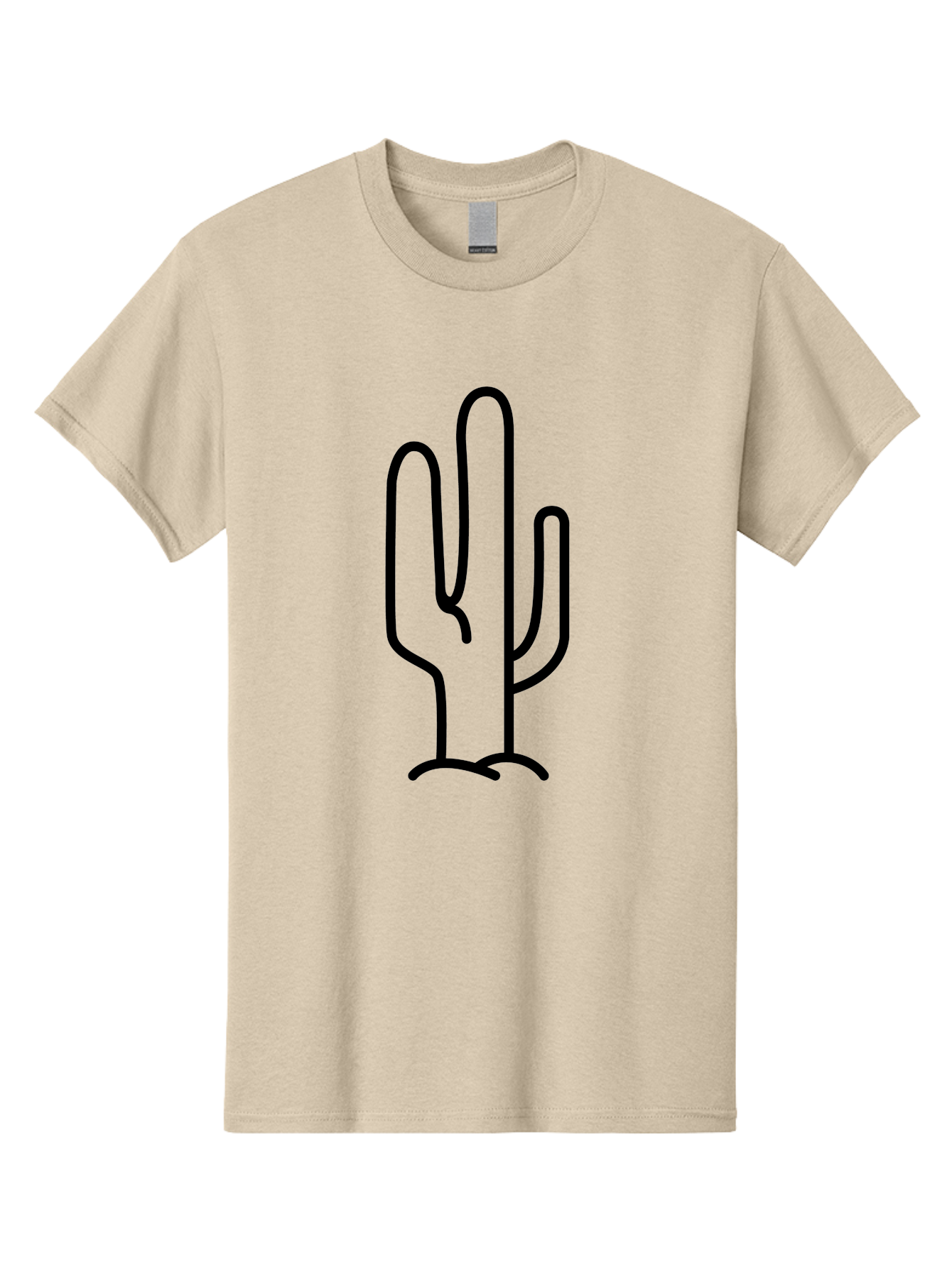 Middle-Finger-Cactus Men'S Graphic Tee, 100% Cotton, Comfortable Casual Summer Wear, Machine Washable, Simple Cactus Drawing, Minimalist Design, Black Outline, Desert Flora, Succulent Plant, Prickly Pear, Cartoon Style, Modern Art - Aaa194