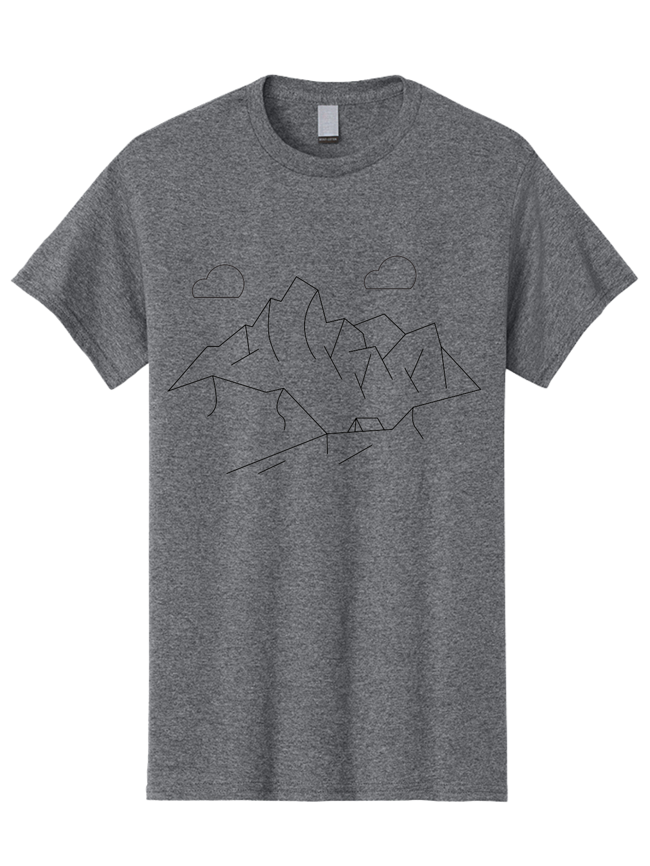 Mountain-Range Men'S Graphic Tee, 100% Cotton, Comfortable Casual Summer Wear, Machine Washable, Mountain Landscape, Simple Line Art, Minimalist Design, Clouds, Outdoor Scenery, Natural Beauty, Serene Atmosphere, Modern Illustrations, - Aaa199