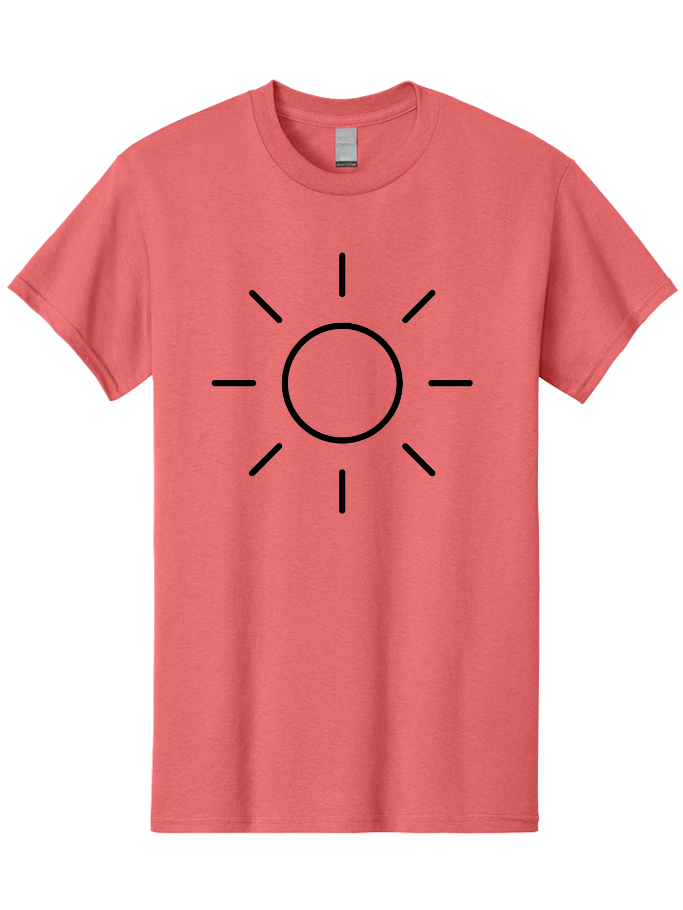 Sun-Symbol Men'S Graphic Tee, 100% Cotton, Comfortable Casual Summer Wear, Machine Washable, Sun Symbol, Simple Design, Minimalist Icon, Black Outline, Sun Illustration, Weather Symbol, Sunshine Graphic - Aaa207