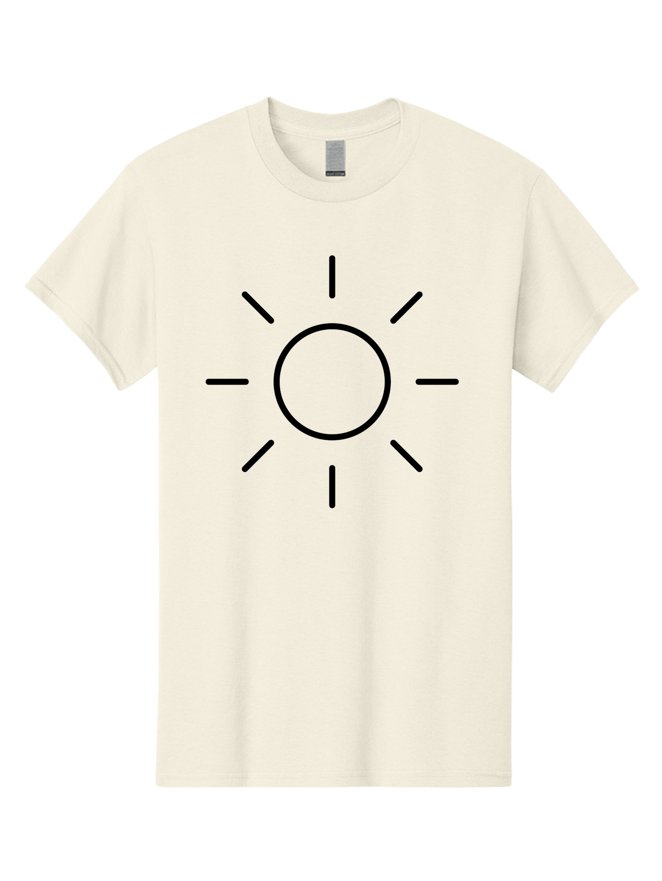 Sun-Symbol Men'S Graphic Tee, 100% Cotton, Comfortable Casual Summer Wear, Machine Washable, Sun Symbol, Simple Design, Minimalist Icon, Black Outline, Sun Illustration, Weather Symbol, Sunshine Graphic - Aaa207