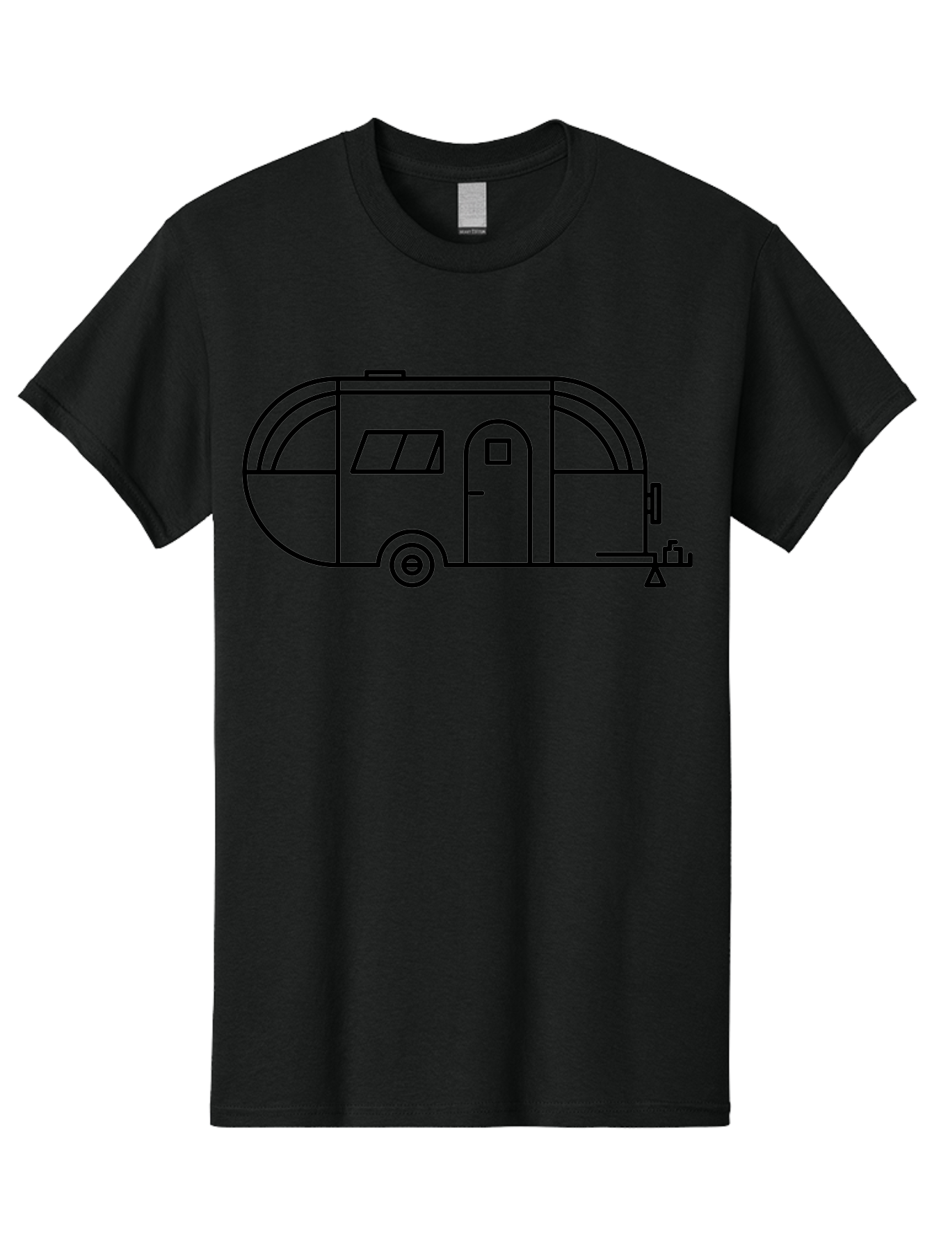 Teardrop-Trailer Men'S Graphic Tee, 100% Cotton, Comfortable Casual Summer Wear, Machine Washable, Teardrop Camper, Travel Trailer, Minimalist Design, Simple Lines, Outdoor Adventure, Camping, Retro Style, Travel, Vacation - Aaa209