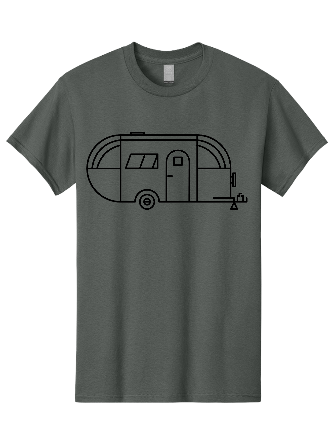 Teardrop-Trailer Men'S Graphic Tee, 100% Cotton, Comfortable Casual Summer Wear, Machine Washable, Teardrop Camper, Travel Trailer, Minimalist Design, Simple Lines, Outdoor Adventure, Camping, Retro Style, Travel, Vacation - Aaa209