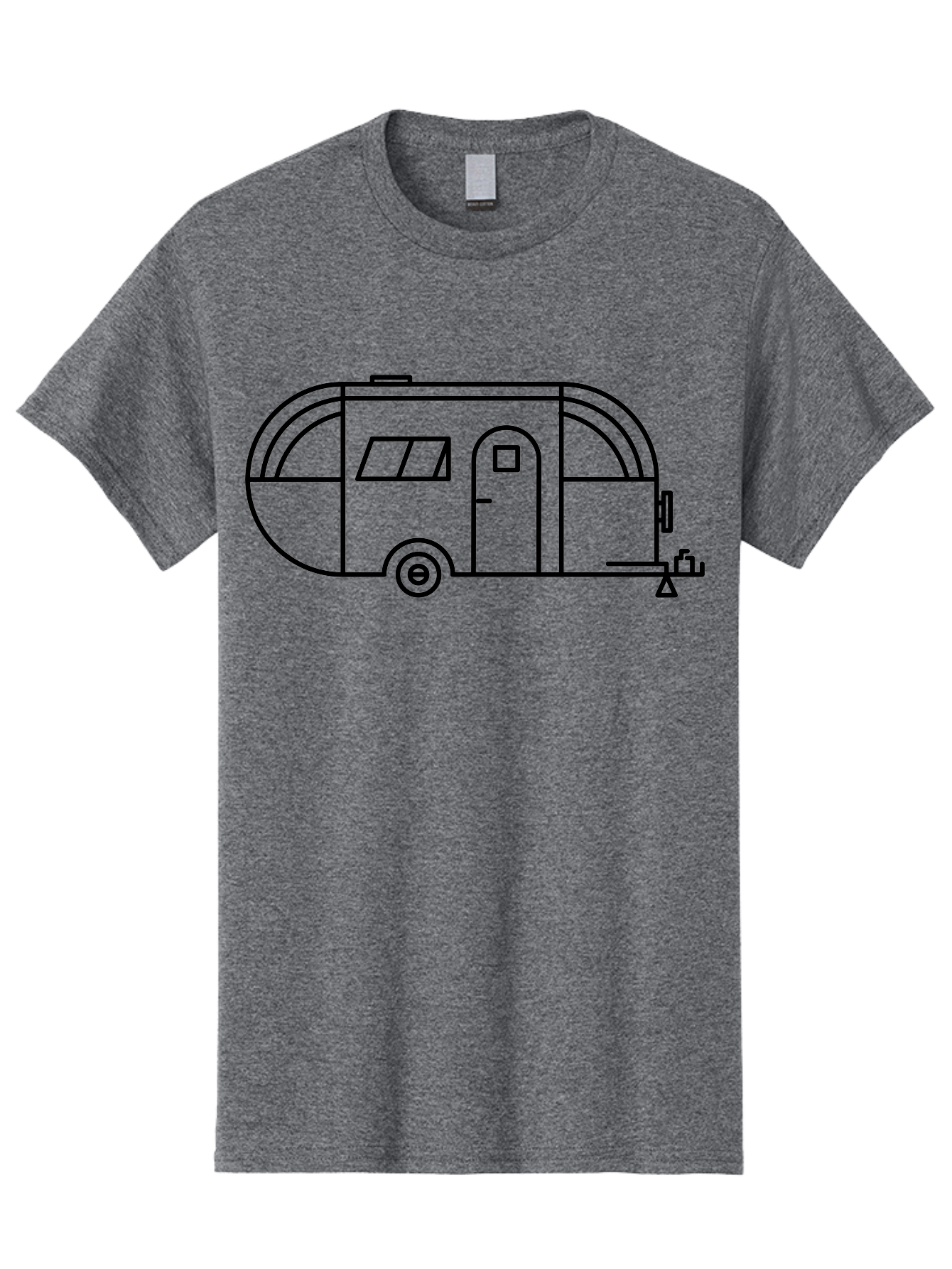 Teardrop-Trailer Men'S Graphic Tee, 100% Cotton, Comfortable Casual Summer Wear, Machine Washable, Teardrop Camper, Travel Trailer, Minimalist Design, Simple Lines, Outdoor Adventure, Camping, Retro Style, Travel, Vacation - Aaa209