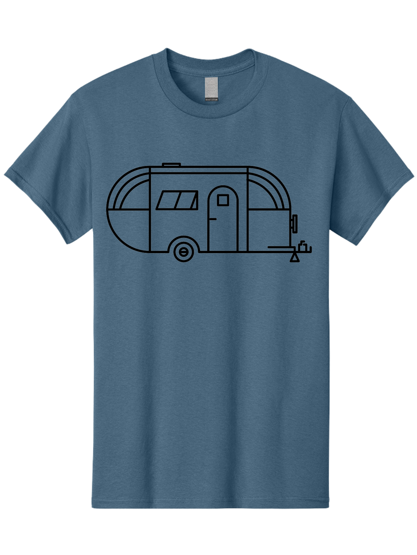 Teardrop-Trailer Men'S Graphic Tee, 100% Cotton, Comfortable Casual Summer Wear, Machine Washable, Teardrop Camper, Travel Trailer, Minimalist Design, Simple Lines, Outdoor Adventure, Camping, Retro Style, Travel, Vacation - Aaa209