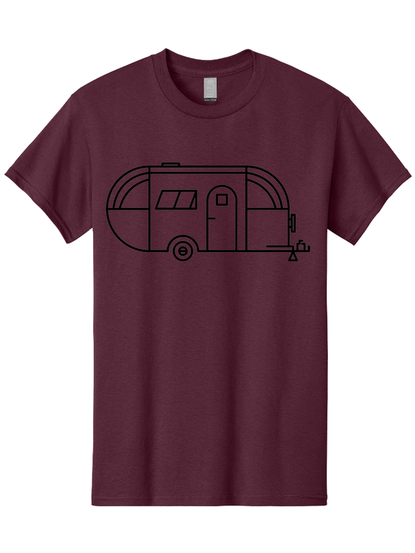 Teardrop-Trailer Men'S Graphic Tee, 100% Cotton, Comfortable Casual Summer Wear, Machine Washable, Teardrop Camper, Travel Trailer, Minimalist Design, Simple Lines, Outdoor Adventure, Camping, Retro Style, Travel, Vacation - Aaa209