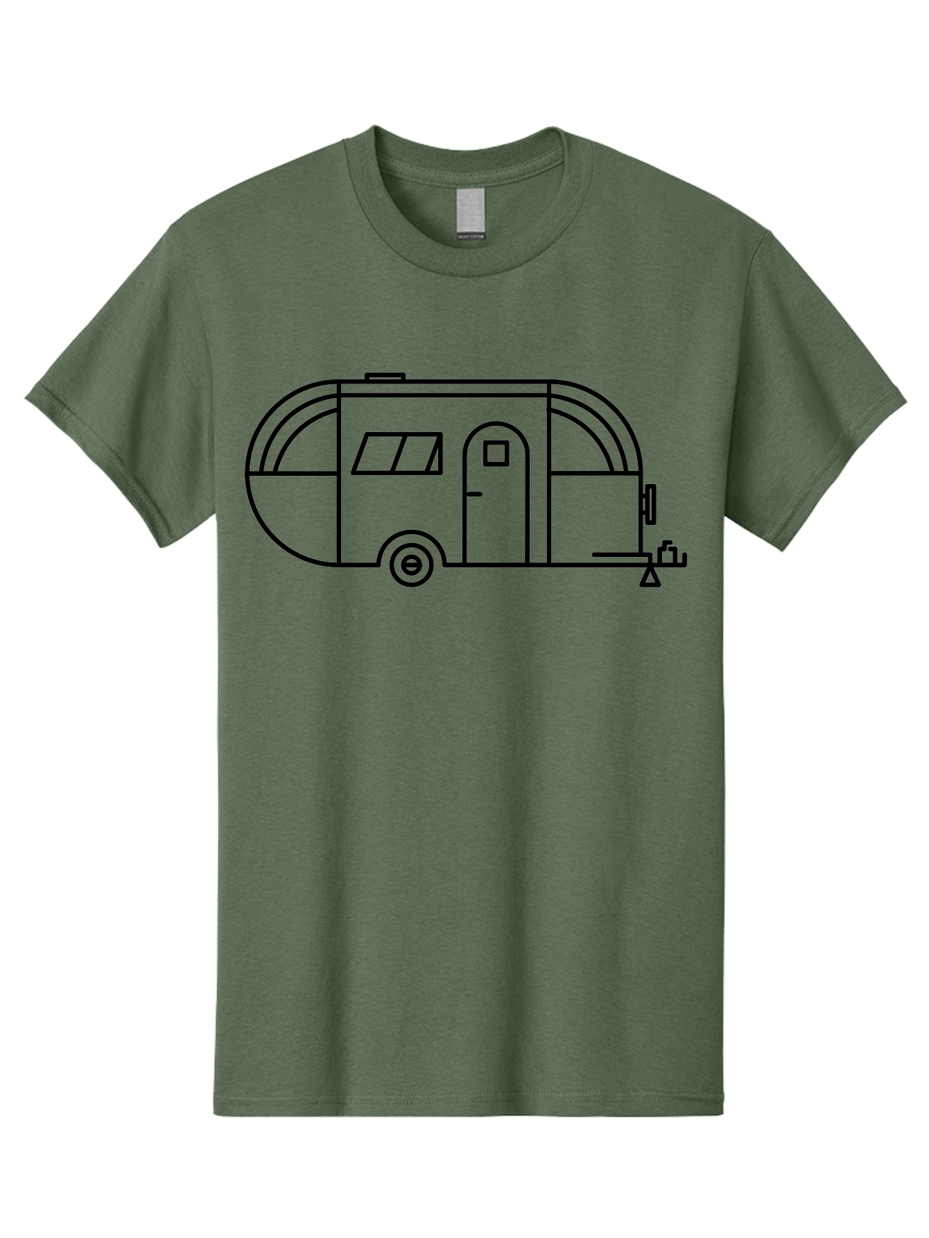 Teardrop-Trailer Men'S Graphic Tee, 100% Cotton, Comfortable Casual Summer Wear, Machine Washable, Teardrop Camper, Travel Trailer, Minimalist Design, Simple Lines, Outdoor Adventure, Camping, Retro Style, Travel, Vacation - Aaa209