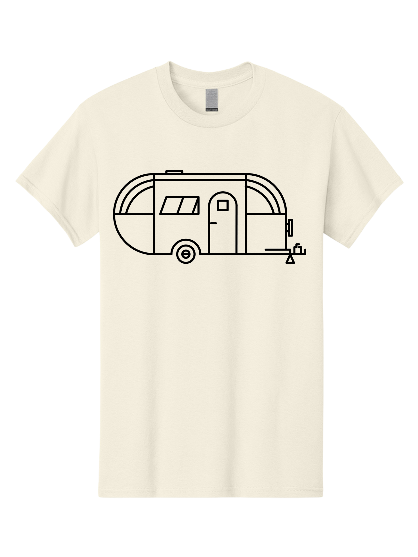 Teardrop-Trailer Men'S Graphic Tee, 100% Cotton, Comfortable Casual Summer Wear, Machine Washable, Teardrop Camper, Travel Trailer, Minimalist Design, Simple Lines, Outdoor Adventure, Camping, Retro Style, Travel, Vacation - Aaa209