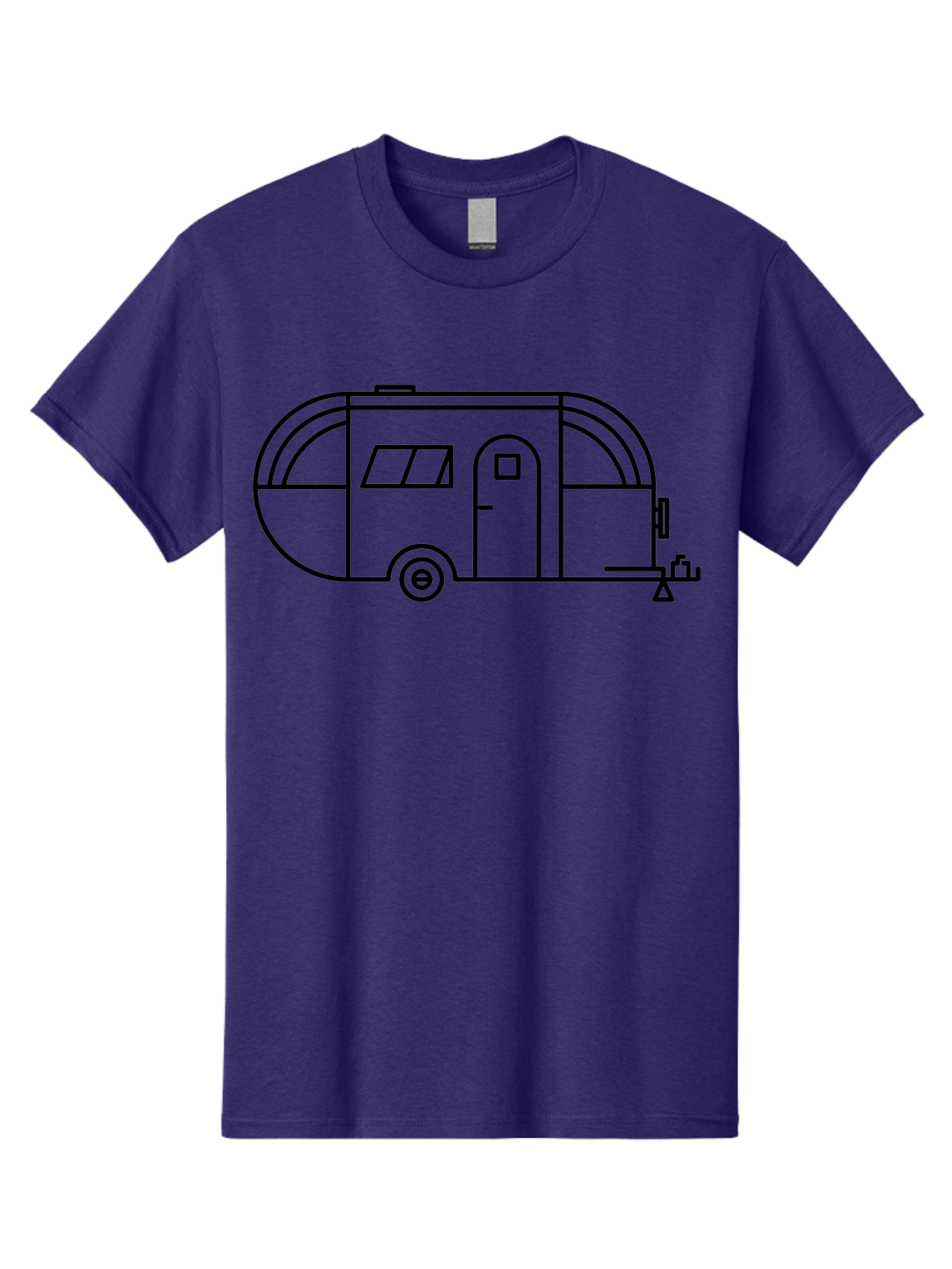 Teardrop-Trailer Men'S Graphic Tee, 100% Cotton, Comfortable Casual Summer Wear, Machine Washable, Teardrop Camper, Travel Trailer, Minimalist Design, Simple Lines, Outdoor Adventure, Camping, Retro Style, Travel, Vacation - Aaa209