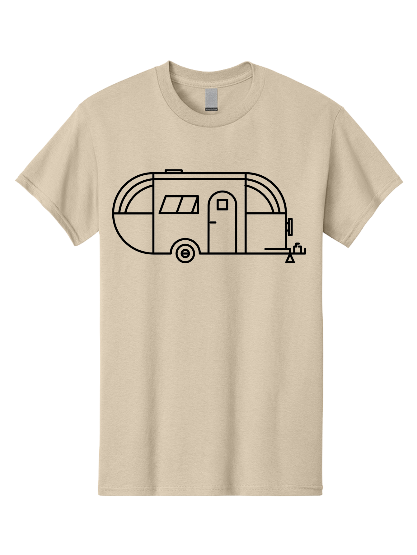 Teardrop-Trailer Men'S Graphic Tee, 100% Cotton, Comfortable Casual Summer Wear, Machine Washable, Teardrop Camper, Travel Trailer, Minimalist Design, Simple Lines, Outdoor Adventure, Camping, Retro Style, Travel, Vacation - Aaa209