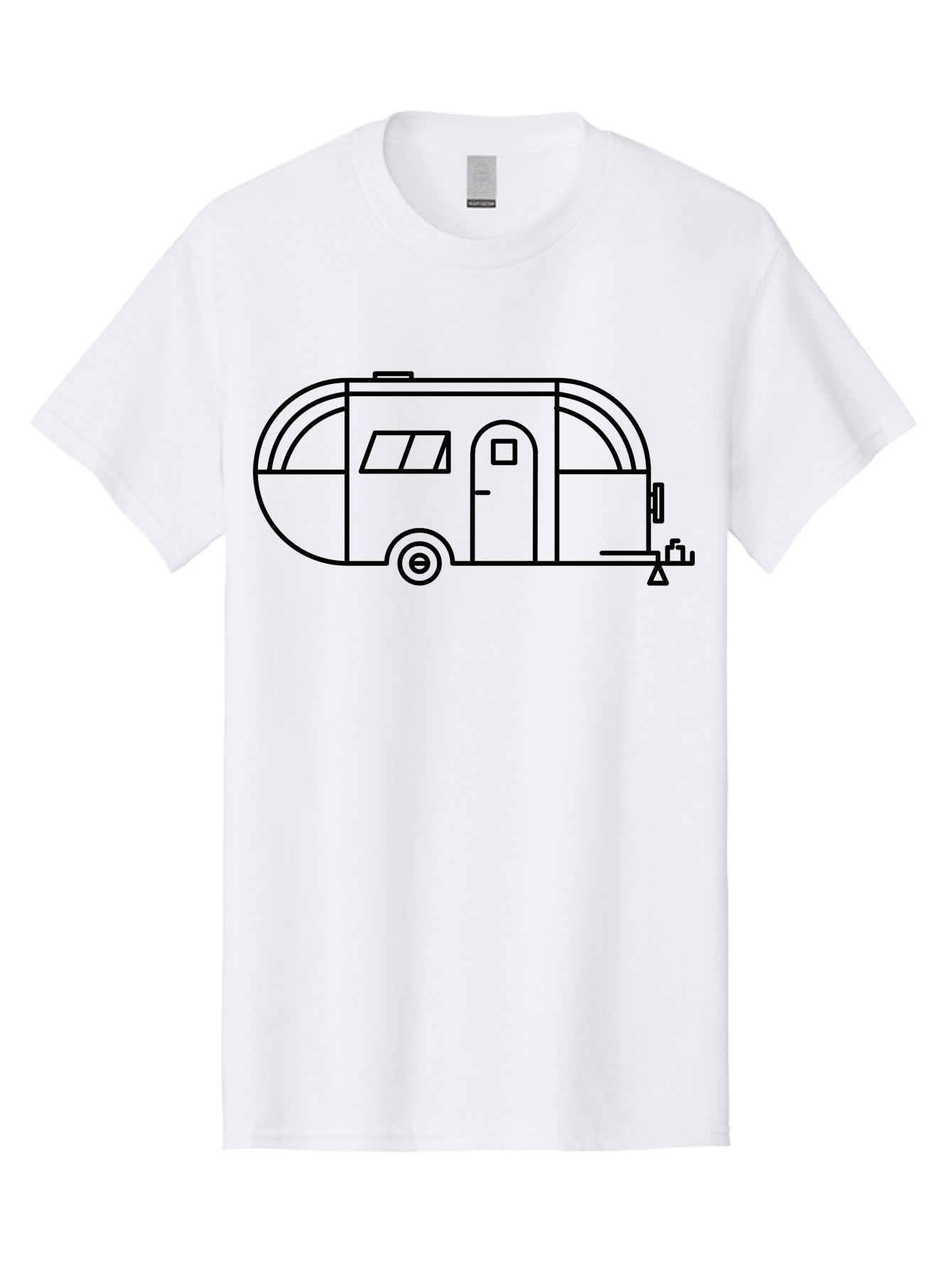 Teardrop-Trailer Men'S Graphic Tee, 100% Cotton, Comfortable Casual Summer Wear, Machine Washable, Teardrop Camper, Travel Trailer, Minimalist Design, Simple Lines, Outdoor Adventure, Camping, Retro Style, Travel, Vacation - Aaa209