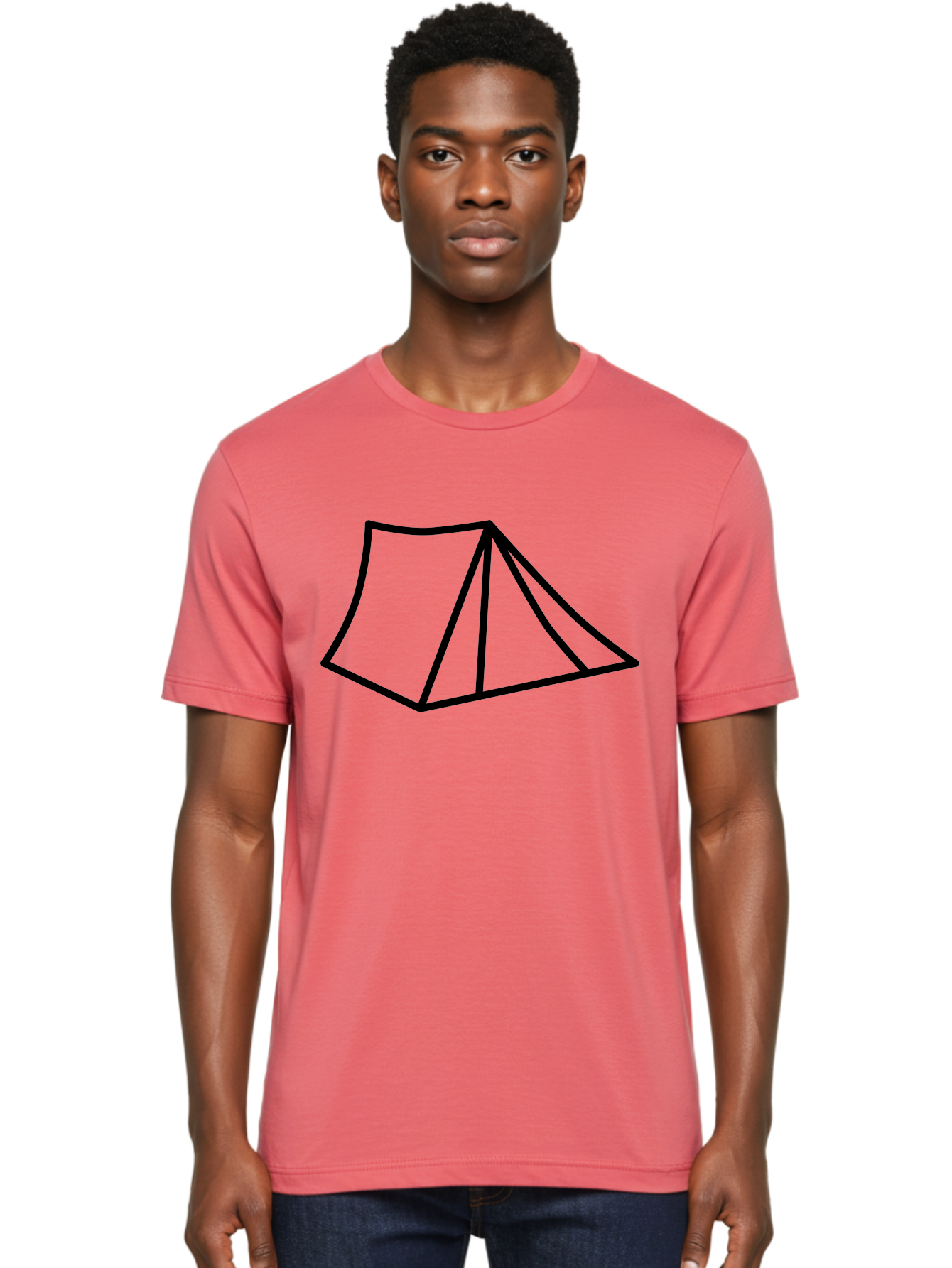 Tent-1 Men'S Graphic Tee, 100% Cotton, Comfortable Casual Summer Wear, Machine Washable, Camping Icon, Simple Tent, Minimalist Design, Black Outline, Outdoor Adventure, Tent Illustration, Camping Symbol, Wilderness Getaway - Aaa211