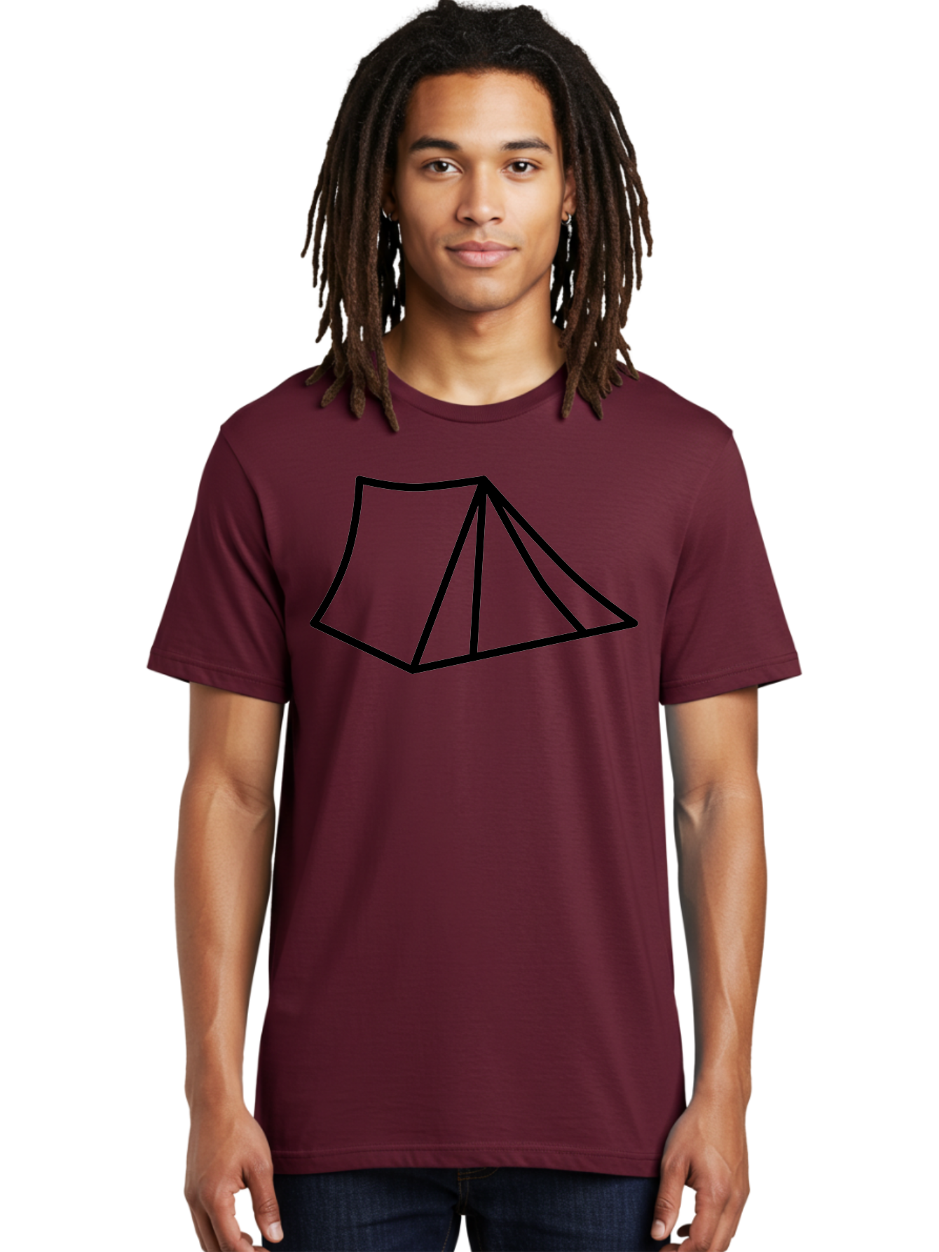 Tent-1 Men'S Graphic Tee, 100% Cotton, Comfortable Casual Summer Wear, Machine Washable, Camping Icon, Simple Tent, Minimalist Design, Black Outline, Outdoor Adventure, Tent Illustration, Camping Symbol, Wilderness Getaway - Aaa211