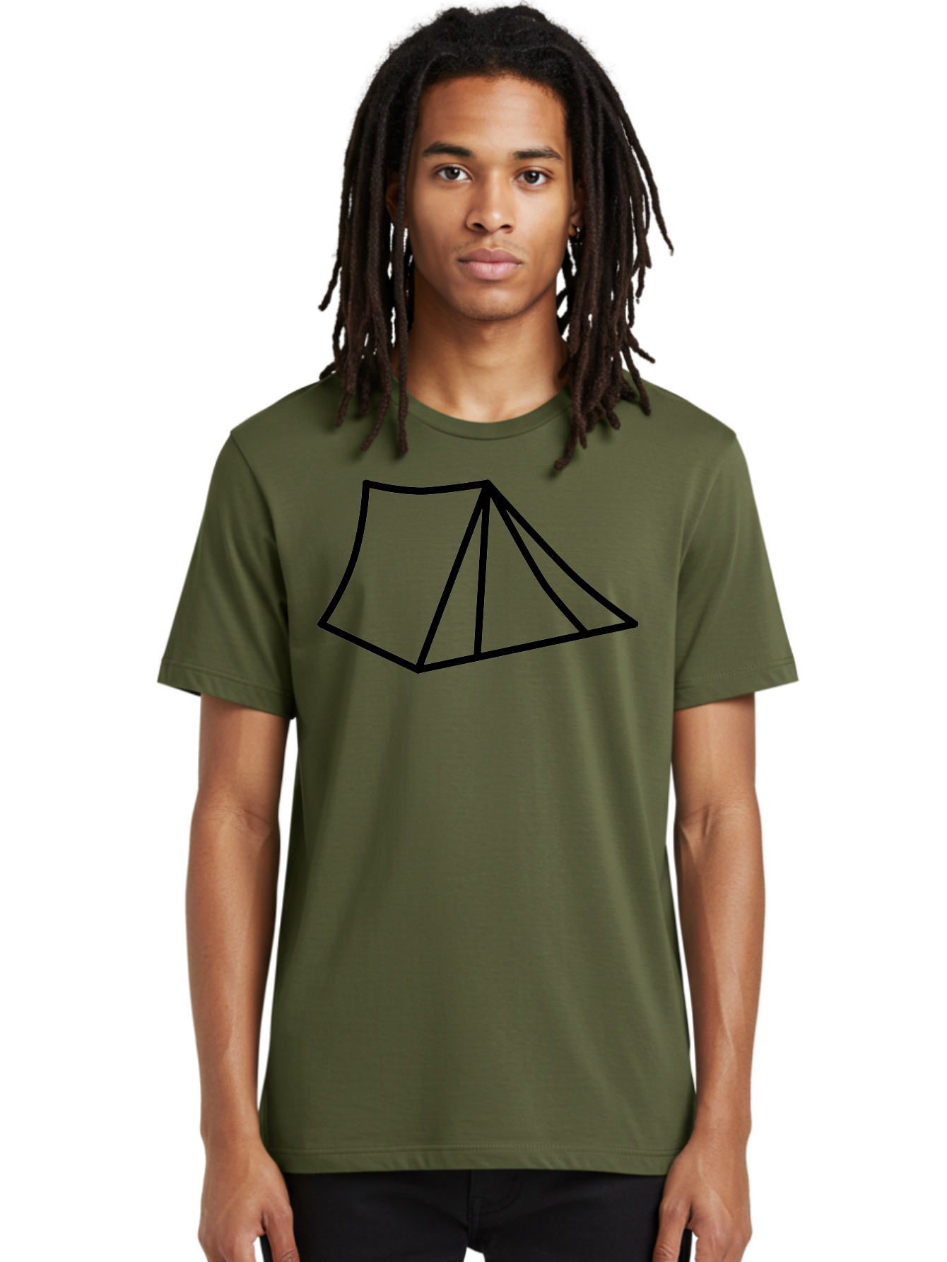 Tent-1 Men'S Graphic Tee, 100% Cotton, Comfortable Casual Summer Wear, Machine Washable, Camping Icon, Simple Tent, Minimalist Design, Black Outline, Outdoor Adventure, Tent Illustration, Camping Symbol, Wilderness Getaway - Aaa211