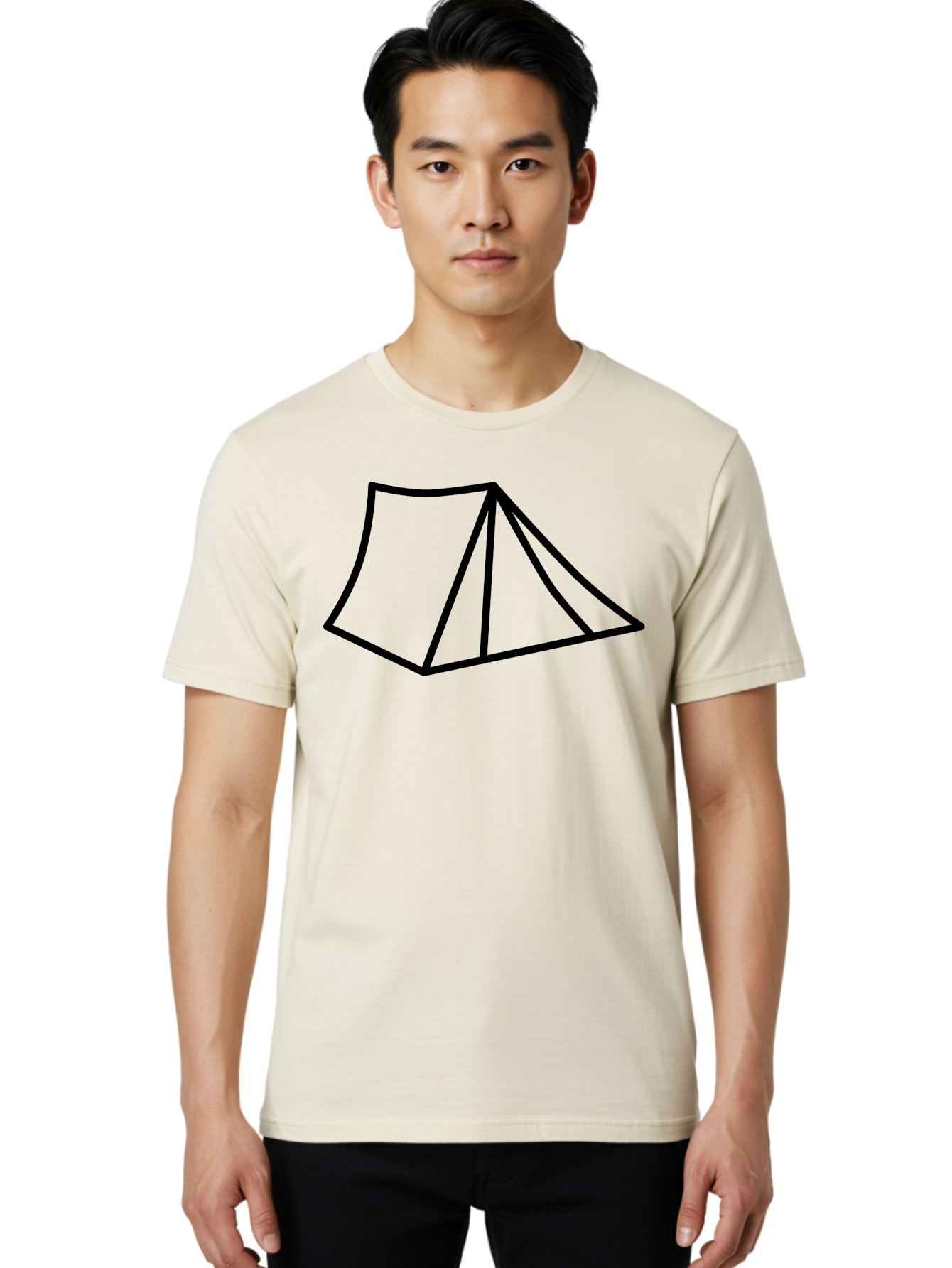 Tent-1 Men'S Graphic Tee, 100% Cotton, Comfortable Casual Summer Wear, Machine Washable, Camping Icon, Simple Tent, Minimalist Design, Black Outline, Outdoor Adventure, Tent Illustration, Camping Symbol, Wilderness Getaway - Aaa211