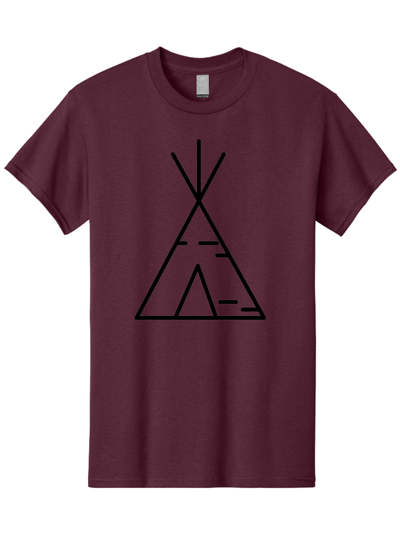 Tent-2 Men'S Graphic Tee, 100% Cotton, Comfortable Casual Summer Wear, Machine Washable, Teepee Icon, Camping Symbol, Minimalist Design, Tribal Inspiration, Simple Lines, Geometric Shape, Outdoor Adventure, Black Outline - Aaa212