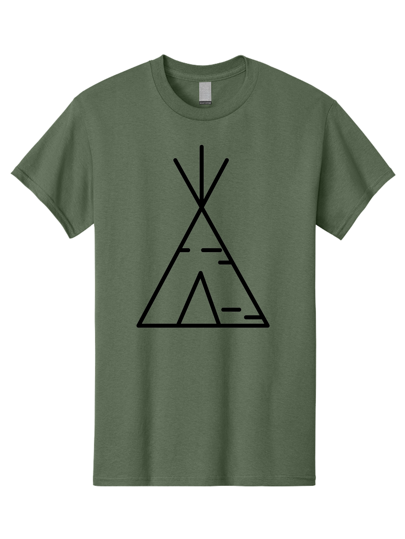 Tent-2 Men'S Graphic Tee, 100% Cotton, Comfortable Casual Summer Wear, Machine Washable, Teepee Icon, Camping Symbol, Minimalist Design, Tribal Inspiration, Simple Lines, Geometric Shape, Outdoor Adventure, Black Outline - Aaa212
