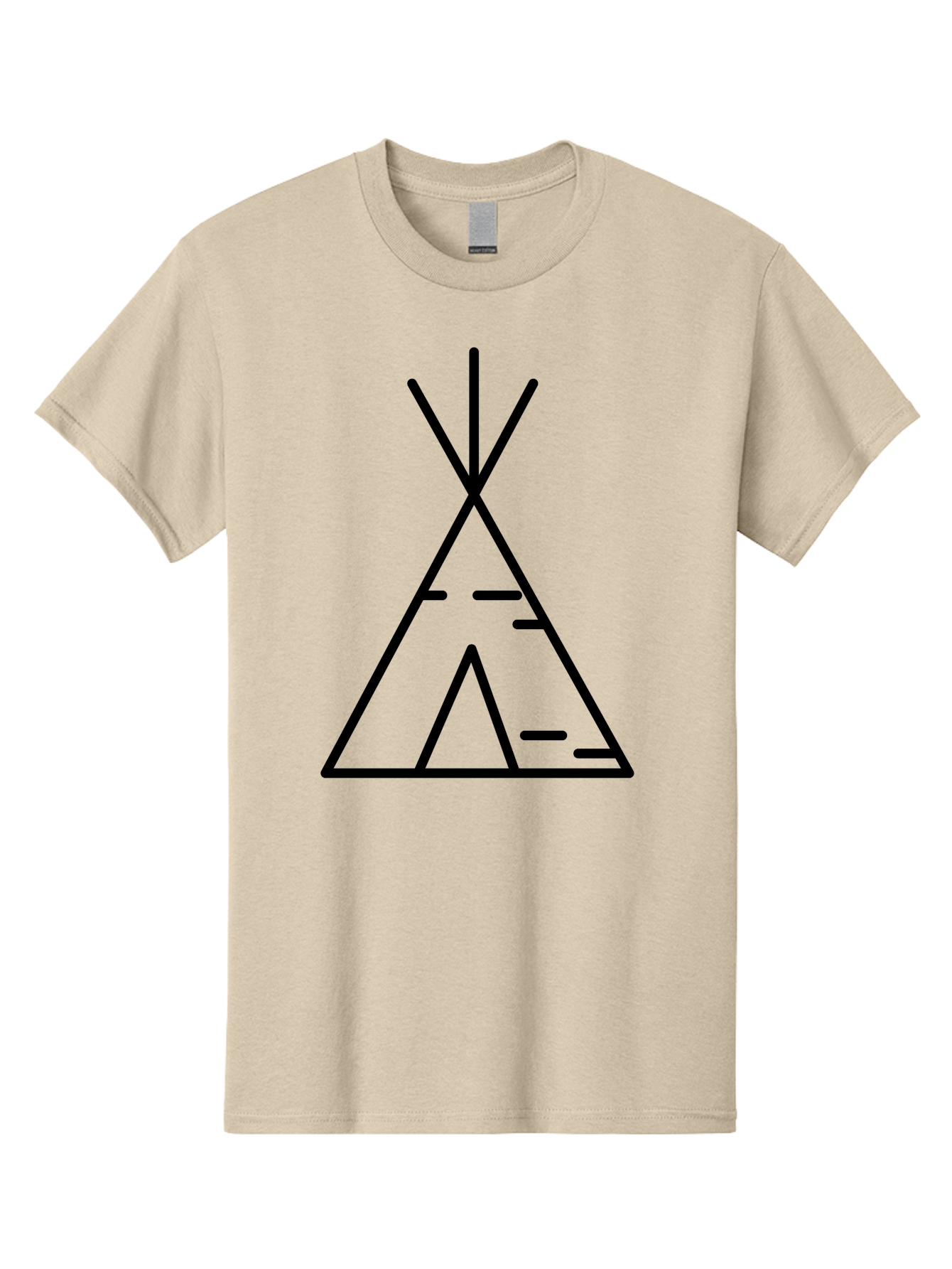 Tent-2 Men'S Graphic Tee, 100% Cotton, Comfortable Casual Summer Wear, Machine Washable, Teepee Icon, Camping Symbol, Minimalist Design, Tribal Inspiration, Simple Lines, Geometric Shape, Outdoor Adventure, Black Outline - Aaa212