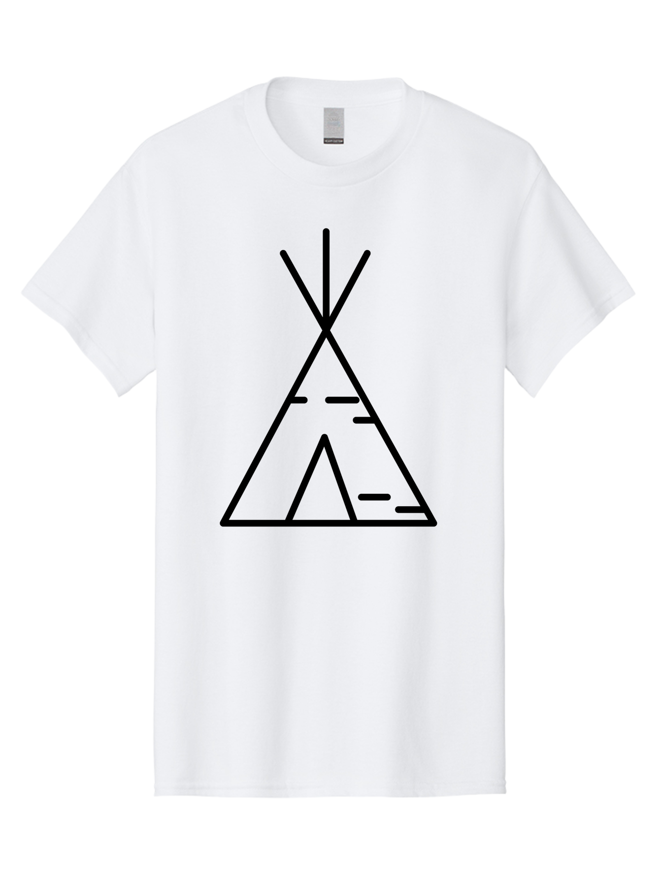 Tent-2 Men'S Graphic Tee, 100% Cotton, Comfortable Casual Summer Wear, Machine Washable, Teepee Icon, Camping Symbol, Minimalist Design, Tribal Inspiration, Simple Lines, Geometric Shape, Outdoor Adventure, Black Outline - Aaa212