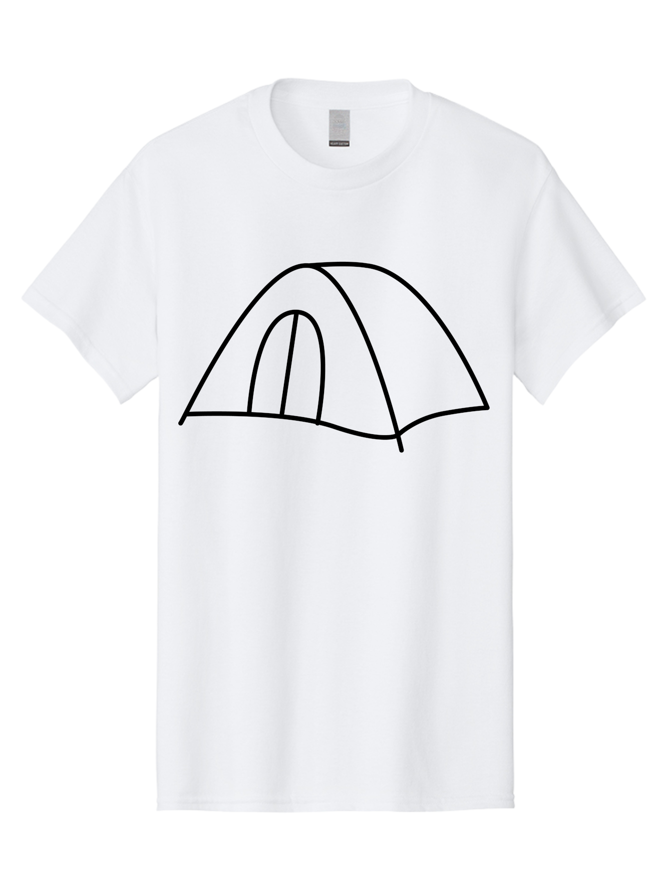 Tent-3 Men'S Graphic Tee, 100% Cotton, Comfortable Casual Summer Wear, Machine Washable, Simple Tent, Camping, Outdoor Adventure, Minimalist Design, Simple Lines, Black Outline, Shelter, Wilderness, Travel, Outdoor Recreation, - Aaa213