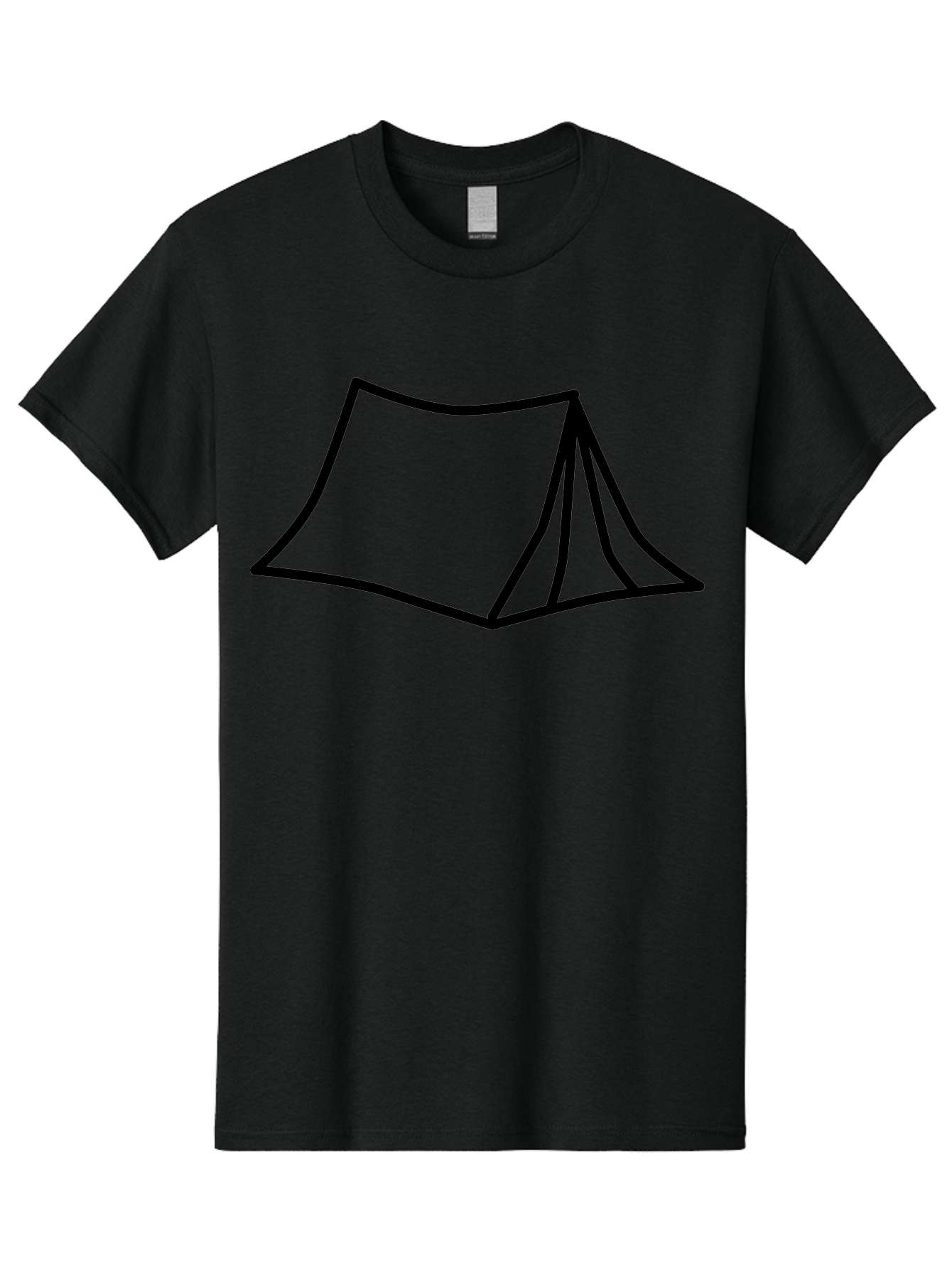 Tent-4 Men'S Graphic Tee, 100% Cotton, Comfortable Casual Summer Wear, Machine Washable, Simple Tent Illustration, Minimalist Design, Camping Symbol, Outdoor Adventure, Black Outline, Graphic Icon, Simple Shape - Aaa214