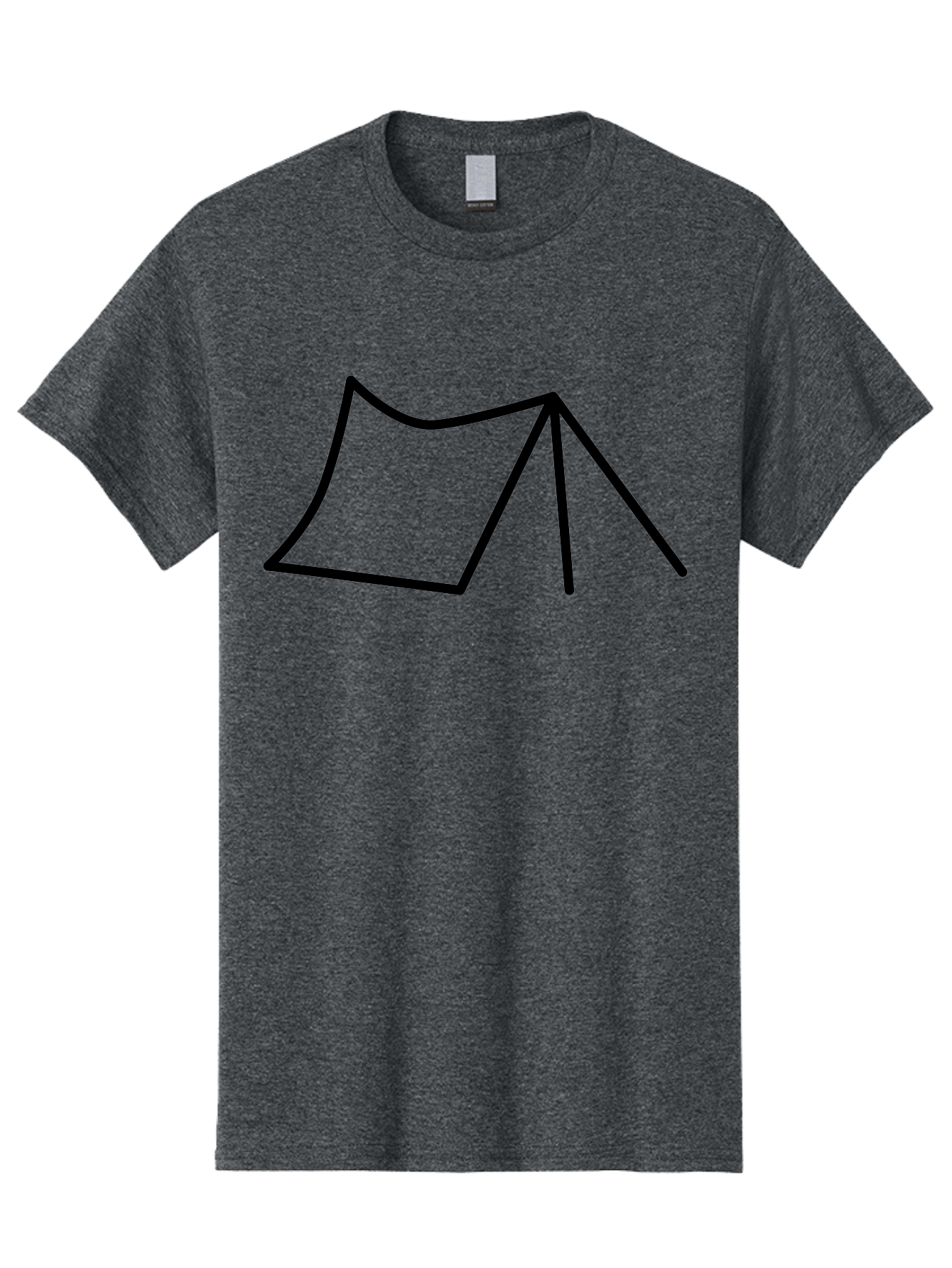 Tent-Illustration Men'S Graphic Tee, 100% Cotton, Comfortable Casual Summer Wear, Machine Washable, Simple Tent Drawing, Minimalist Design, Camping Symbol, Outline Illustration, Black Lines, Geometric Shape, Outdoor Adventure - Aaa217