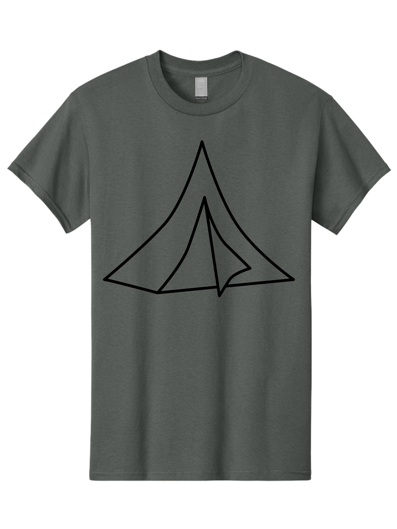 Tent Men'S Graphic Tee, 100% Cotton, Comfortable Casual Summer Wear, Machine Washable, Simple Tent Illustration, Camping Symbol, Minimalist Design, Black Outline, Geometric Shapes, Triangular Form, Outdoor Adventure - Aaa218